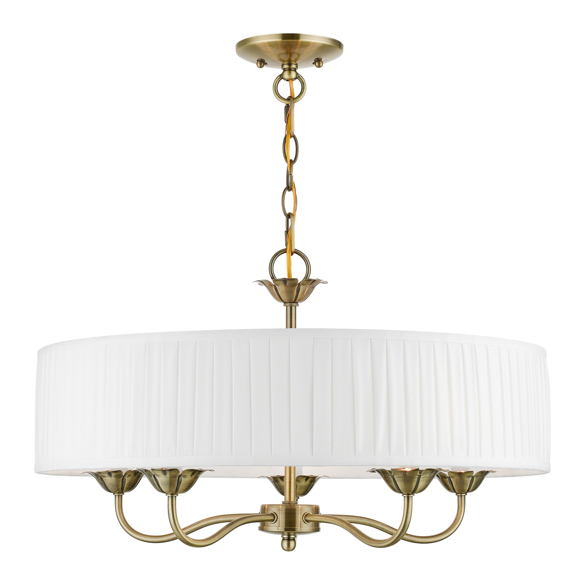 Edinburgh Antique Brass Mini Drum 5-Light Chandelier