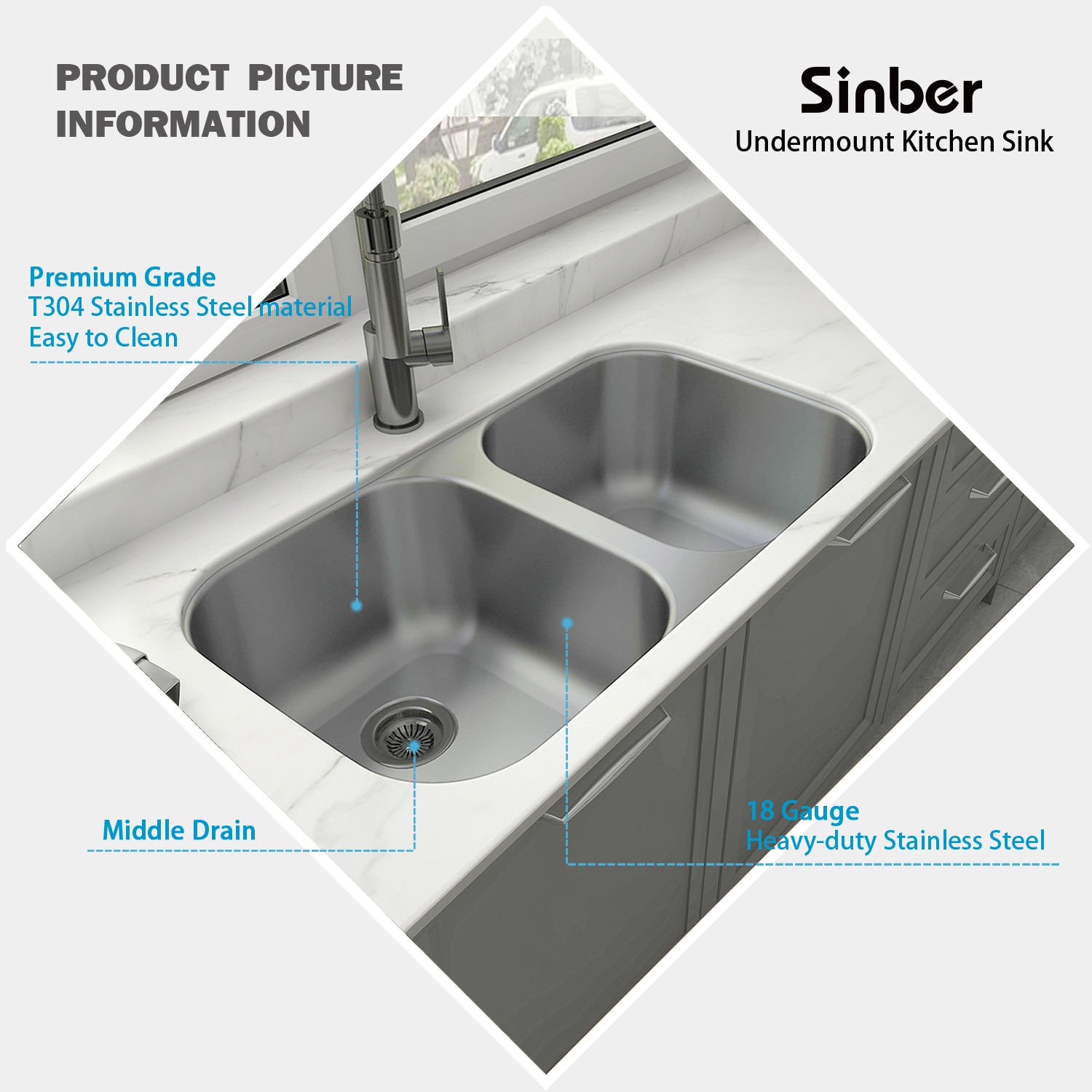 Sinber MU3218D Kitchen-Sinks - View #3