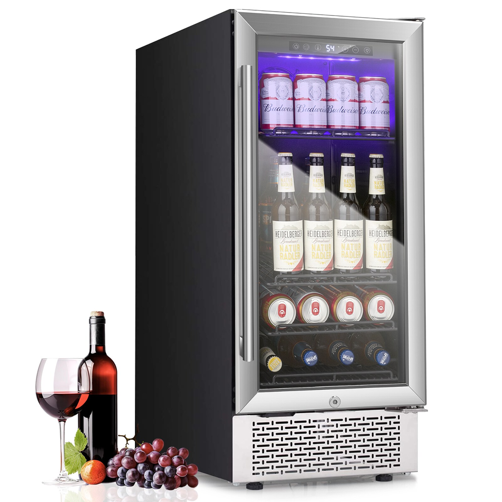 COWSAR W5174C 15-Inches W 30 -Bottles Silver Built-in/Freestanding Indoor Wine Cooler