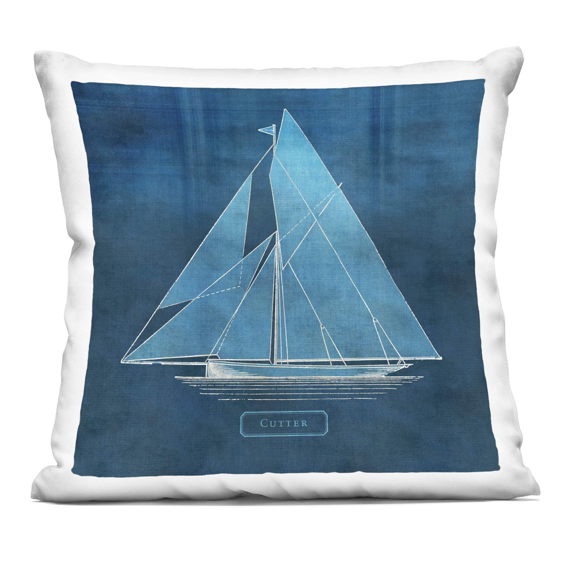 Stupell Industries PLP-260-SQW-18X18 Maritime Cutter Sailboat Decorative Printed Pillow Design by Susan Arnot