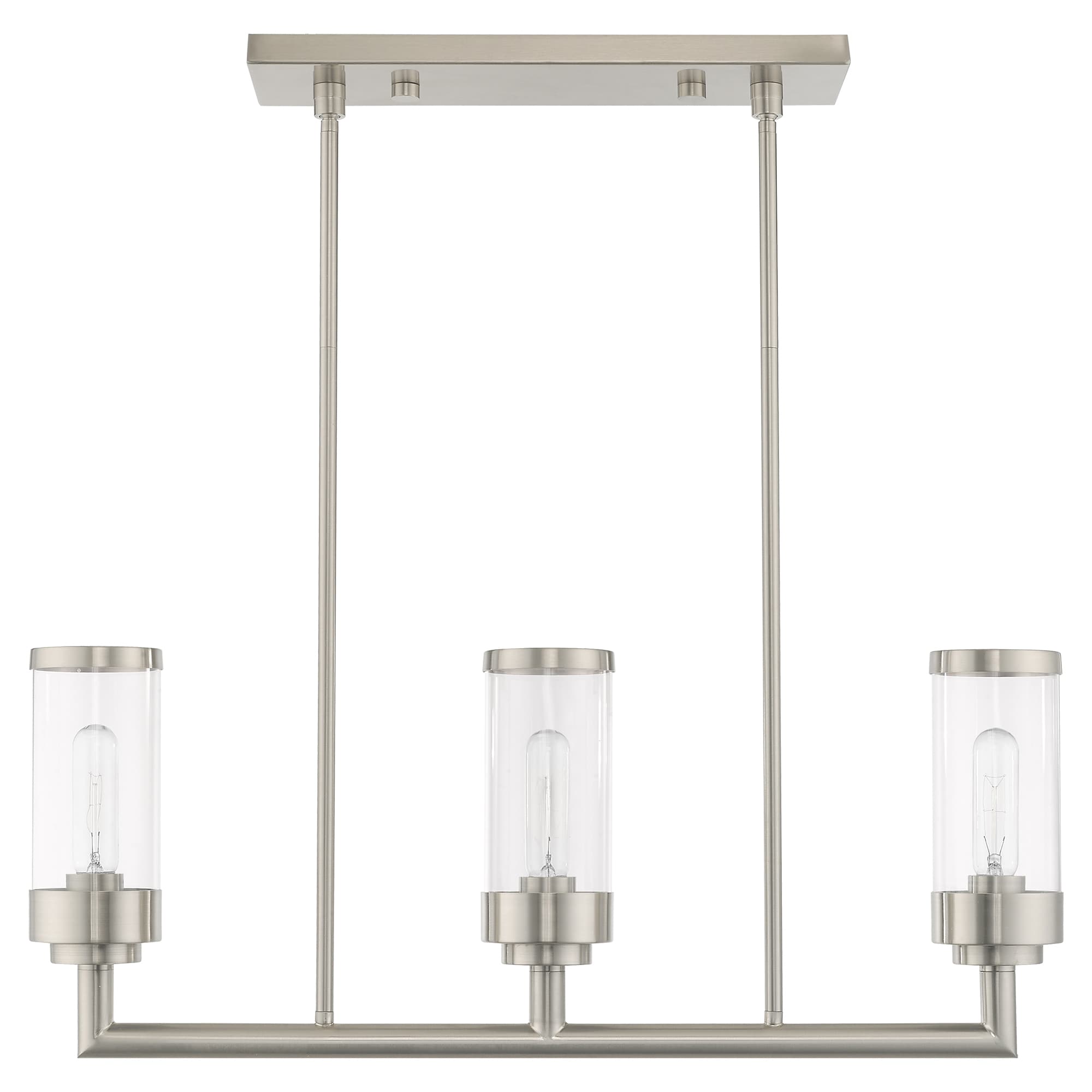 Hillcrest Brushed Nickel Linear Chandelier with Clear Glass Shades