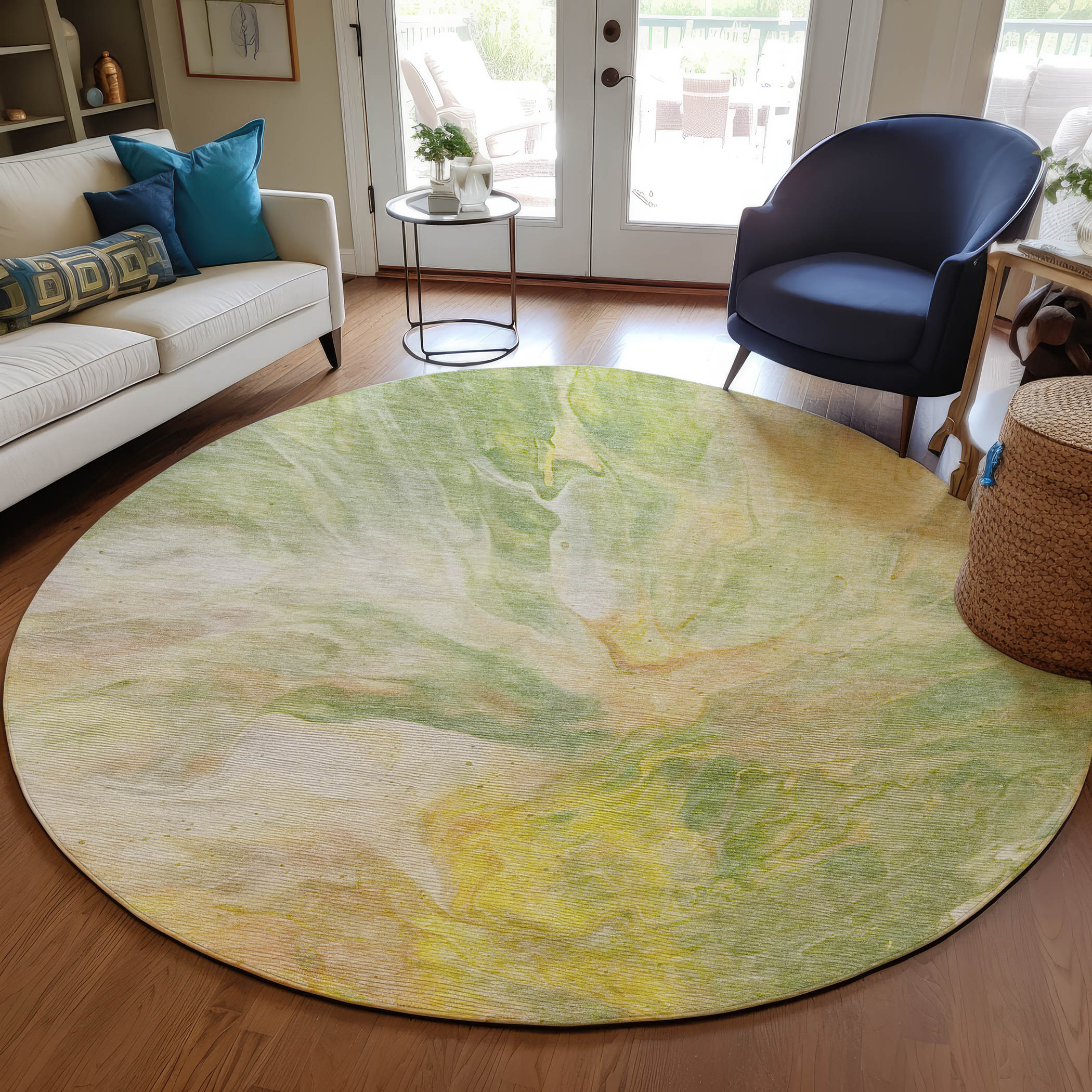 Addison Rugs ACN641GE8RO Chantille ACN641GE 8 x 8 (ft) Polyester Green Round Indoor/Outdoor Geometric Machine washable Area rug