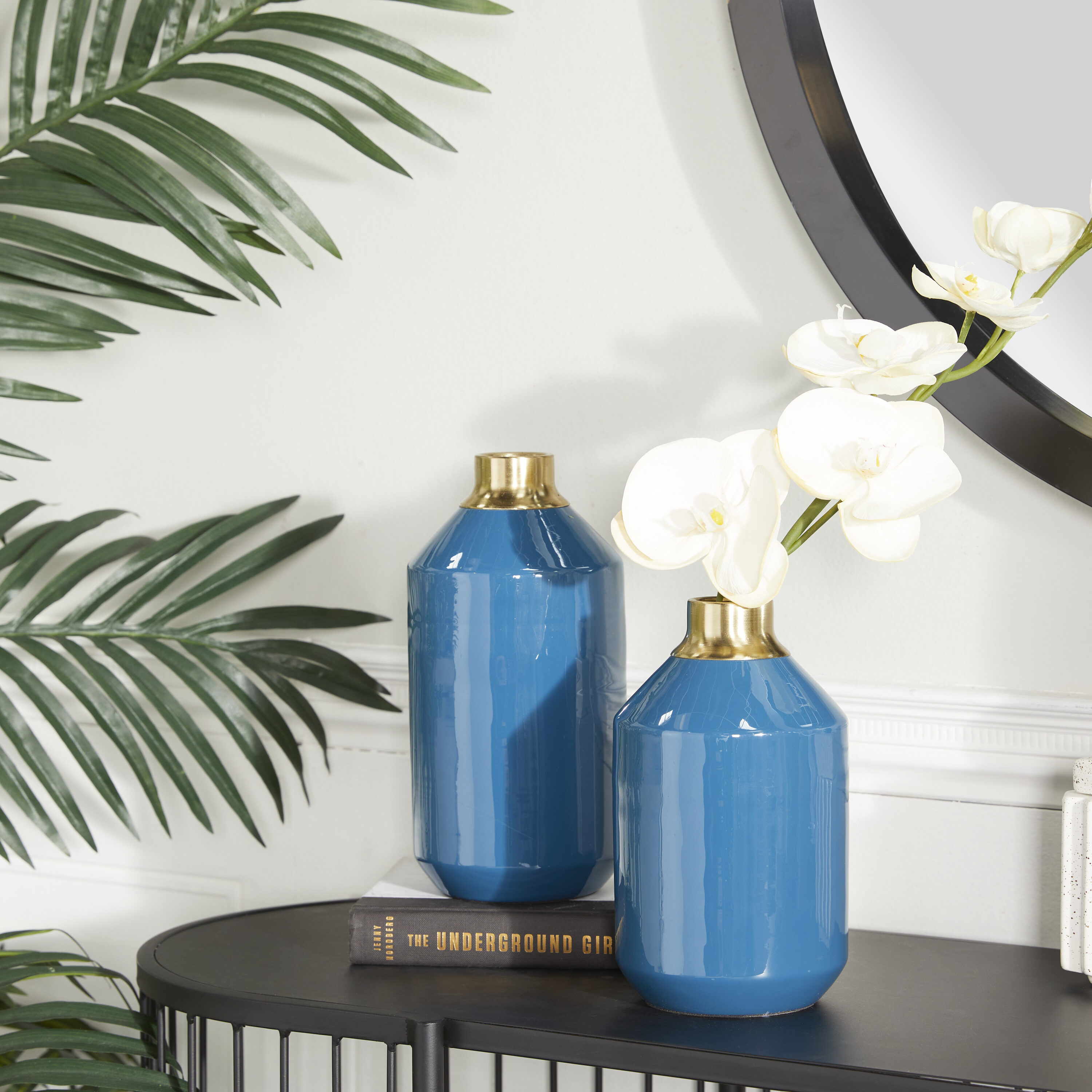 The Novogratz 70263 2 -Pack Blue Metal Modern Vase