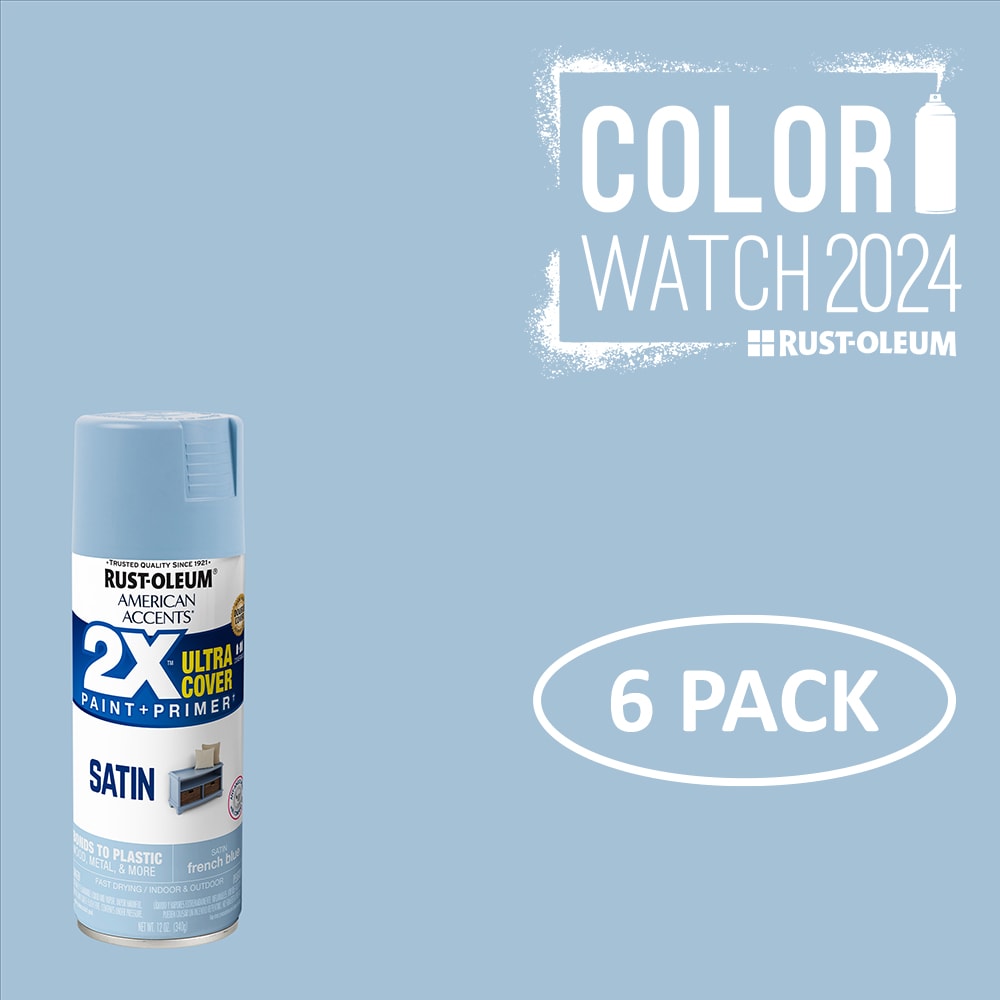 Rust-Oleum 327925SOS American Accents 2X Ultra Cover 6 -Pack Satin French Blue Spray paint and primer in one ( NET WT. 12-oz )