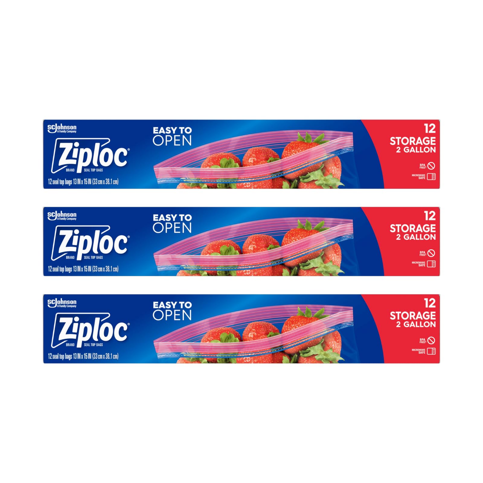 Ziploc  Double Zipper Storage Bag 2 Gallon Jumbo 12-Count(Pack of 3) Multicolor k