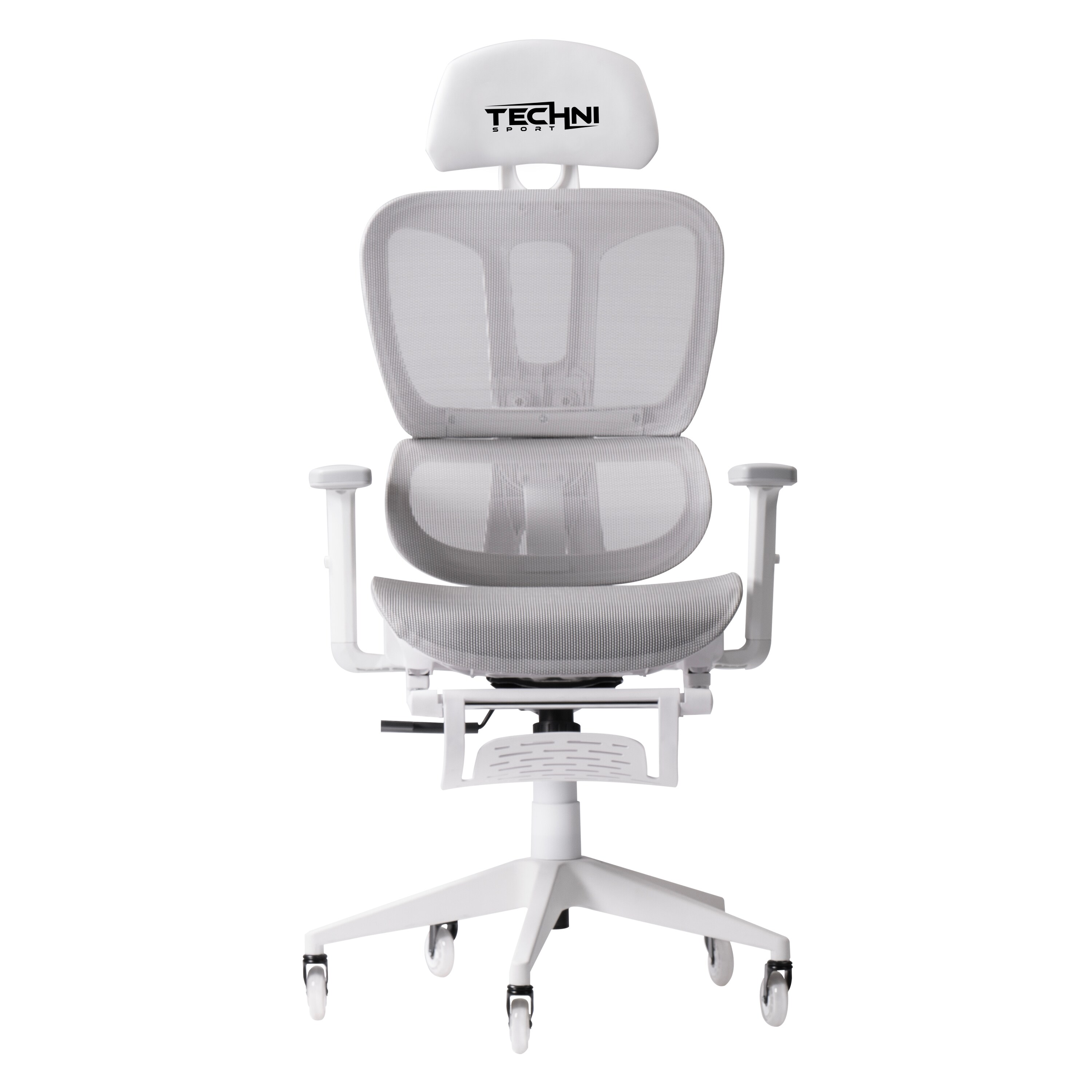 Techni Sport RTA-TS38C-GRY The AIRFLEX2 Mesh Gaming Chair offers ergonomic design -  a breathable mesh back -  lumbar support -  an integrated footrest -  and a 110 degree  recline with Synchro-Tilt and Lock -  Customize with an adjustable headrest and padded arms -