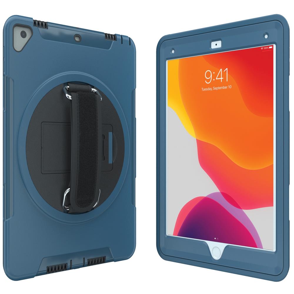 CTA Digital CTAPADPCGK10B Protective Case with Built-in 360º Rotatable Grip Kickstand for iPad (Blue)