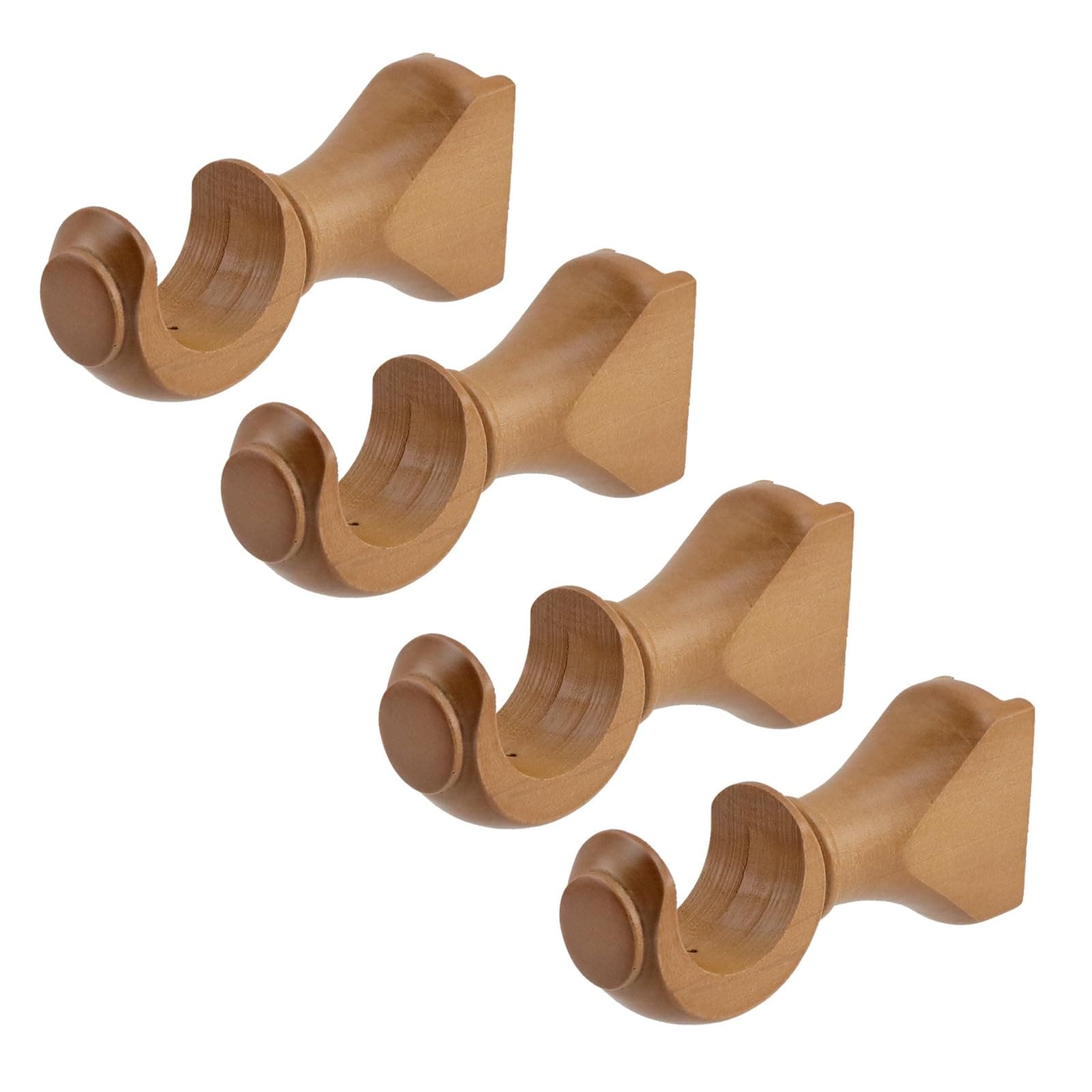 Etokfoks -  Wood Color Solid Wood Curtain Rod Bracket Support 1 3 8 in Projection Curtain Rod Bra...