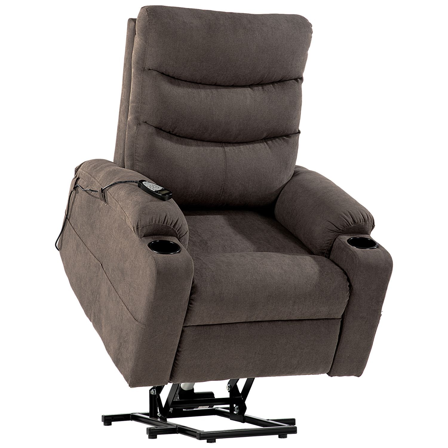 JASMODER W1028S00003 Brown Upholstered Tufted Recliner with Lift Assistance