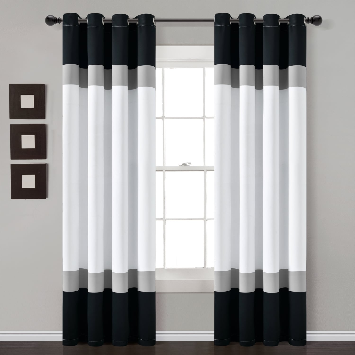 Lush Decor 21T011924 84-in Black Light filtering Grommet Curtain panel pair