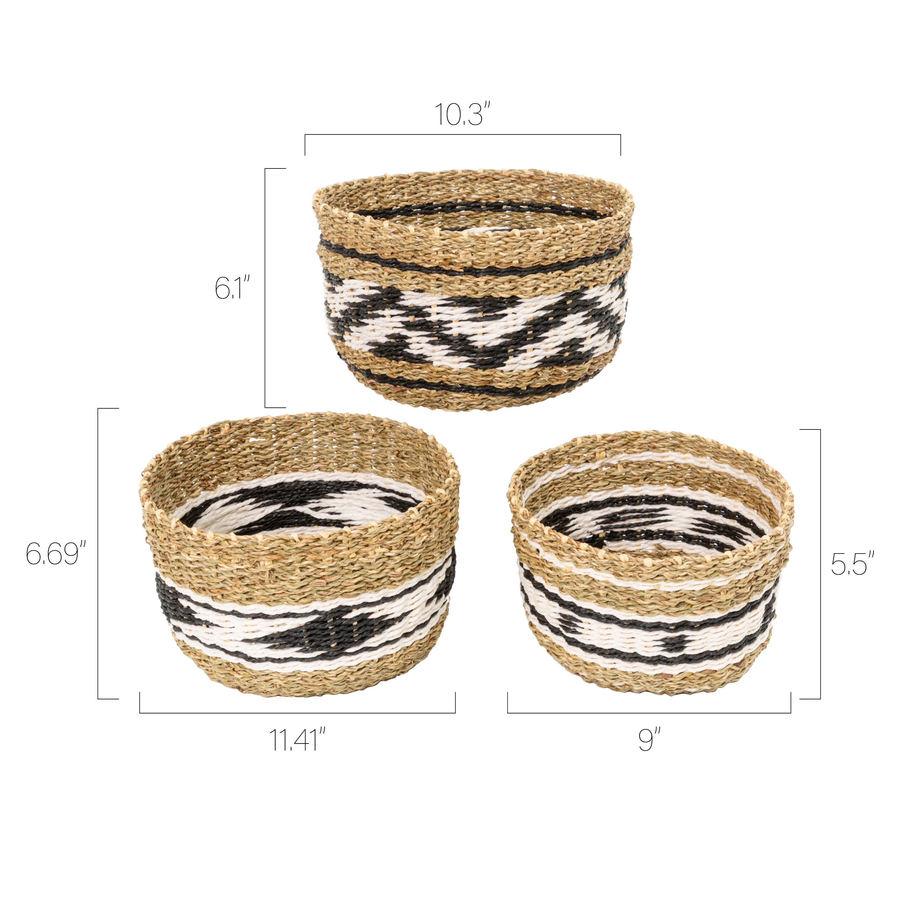 Sorbus Woven Paper Rope Baskets - 4 Piece Set, Gray