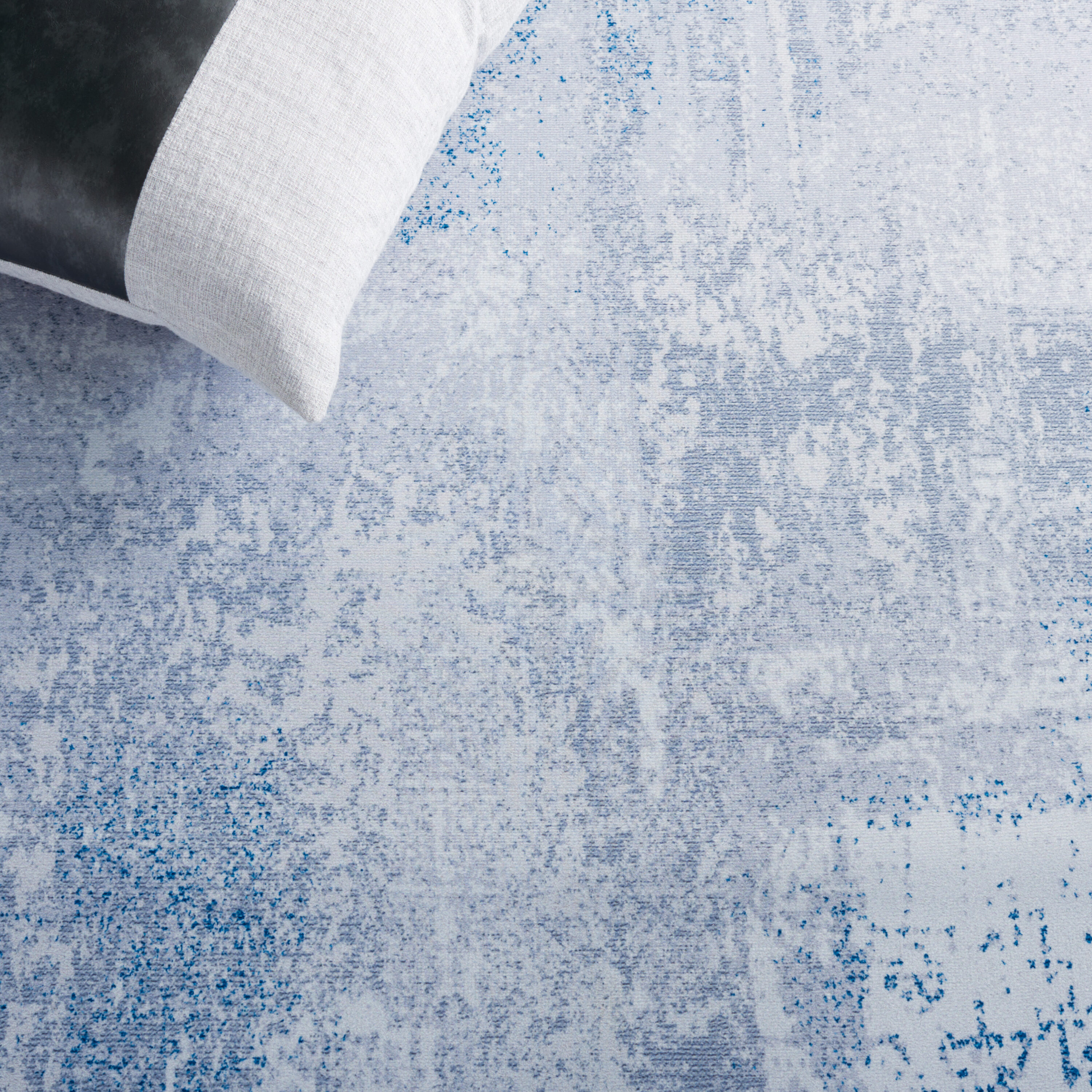 Tacoma Blue and Gray Abstract Washable Area Rug