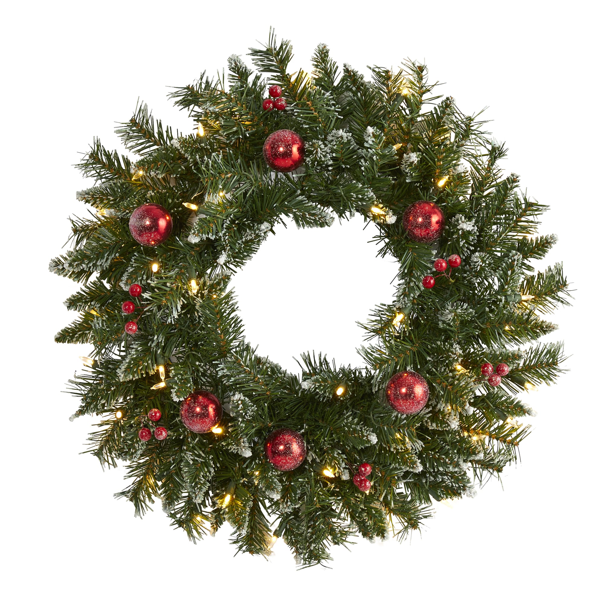 Nearly Natural 6' Frosted Artificial Christmas Garland with Pinecones and 50 Warm White LED Lights