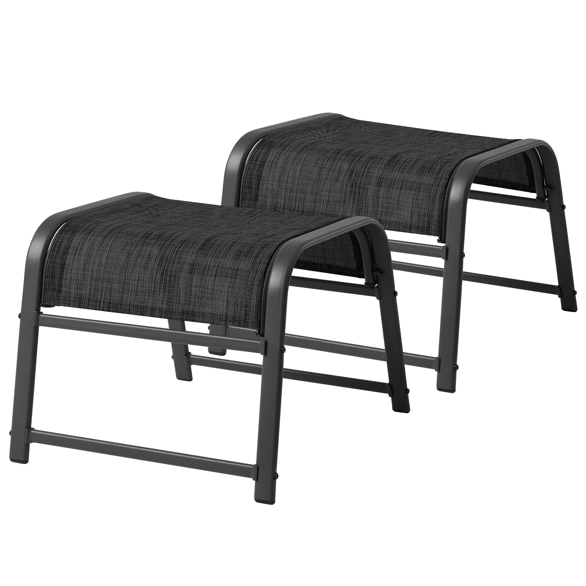 JEAREY JLGJD-02-BK Outdoor Patio Ottomans Set of 2 Black Iron Foot stool
