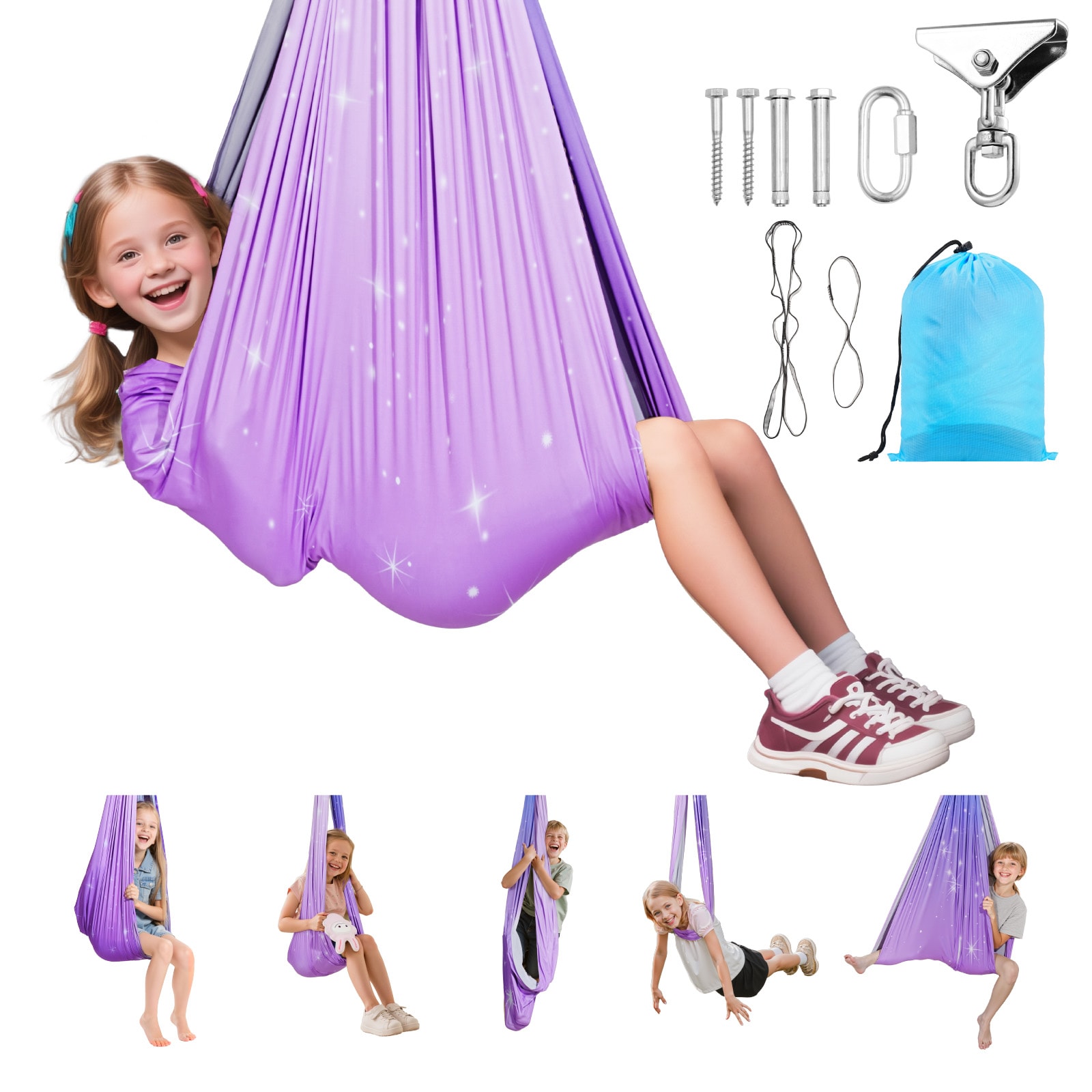 LUXEYARD Sensory Swing Double Layer Fabric Sensory Hammock Indoor And Outdoor Sensory Swing