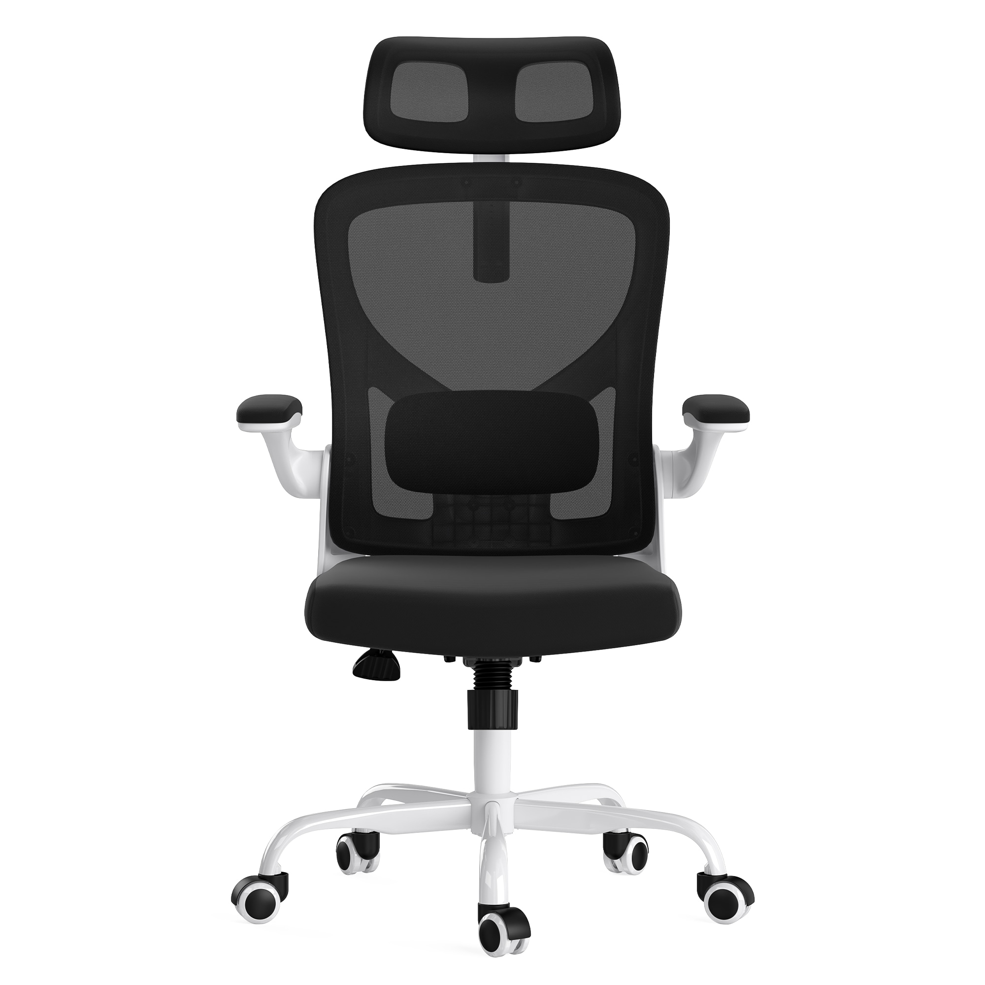 LOVMOR SF-H-T3623P368416 Ergonomic Office Chair Home Office Desk Chair with Headrest High Back Computer Chair with Armrests and Adjustable Lumbar Support for Home Office Study Room White and Black