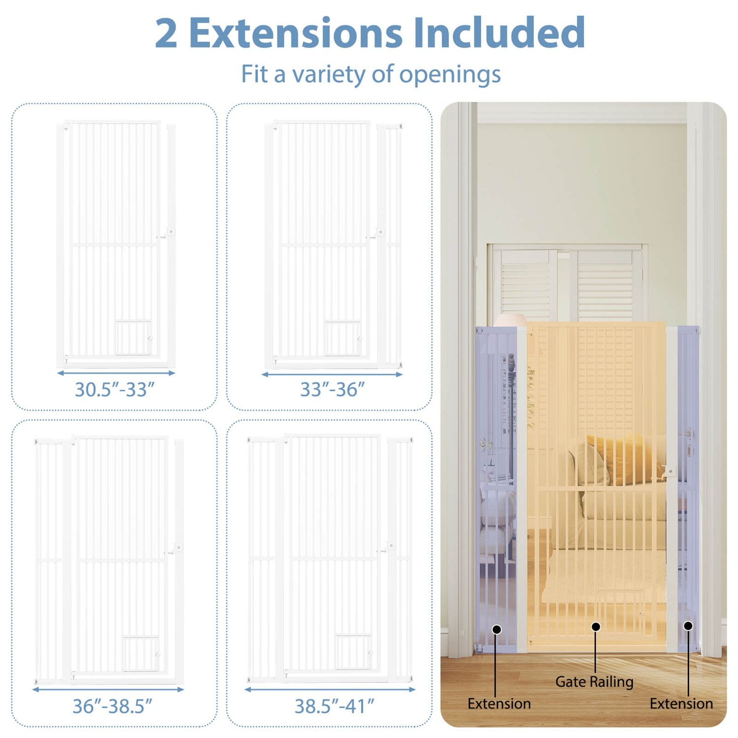 Costway 59 inches Extra Tall Pet Gate with 30.5 inches-41 inches