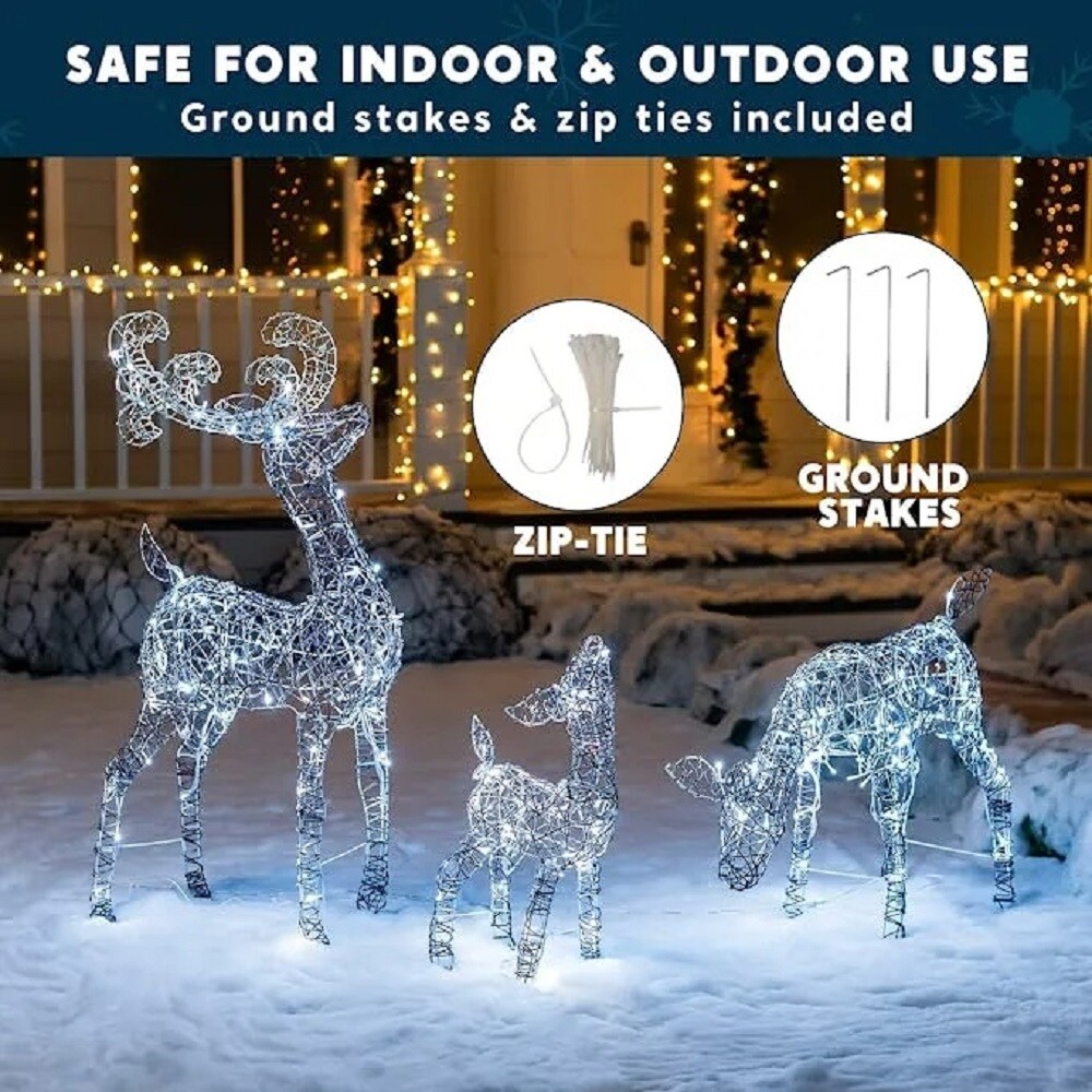Winter LED Reindeer Family Christmas Yard Decorations