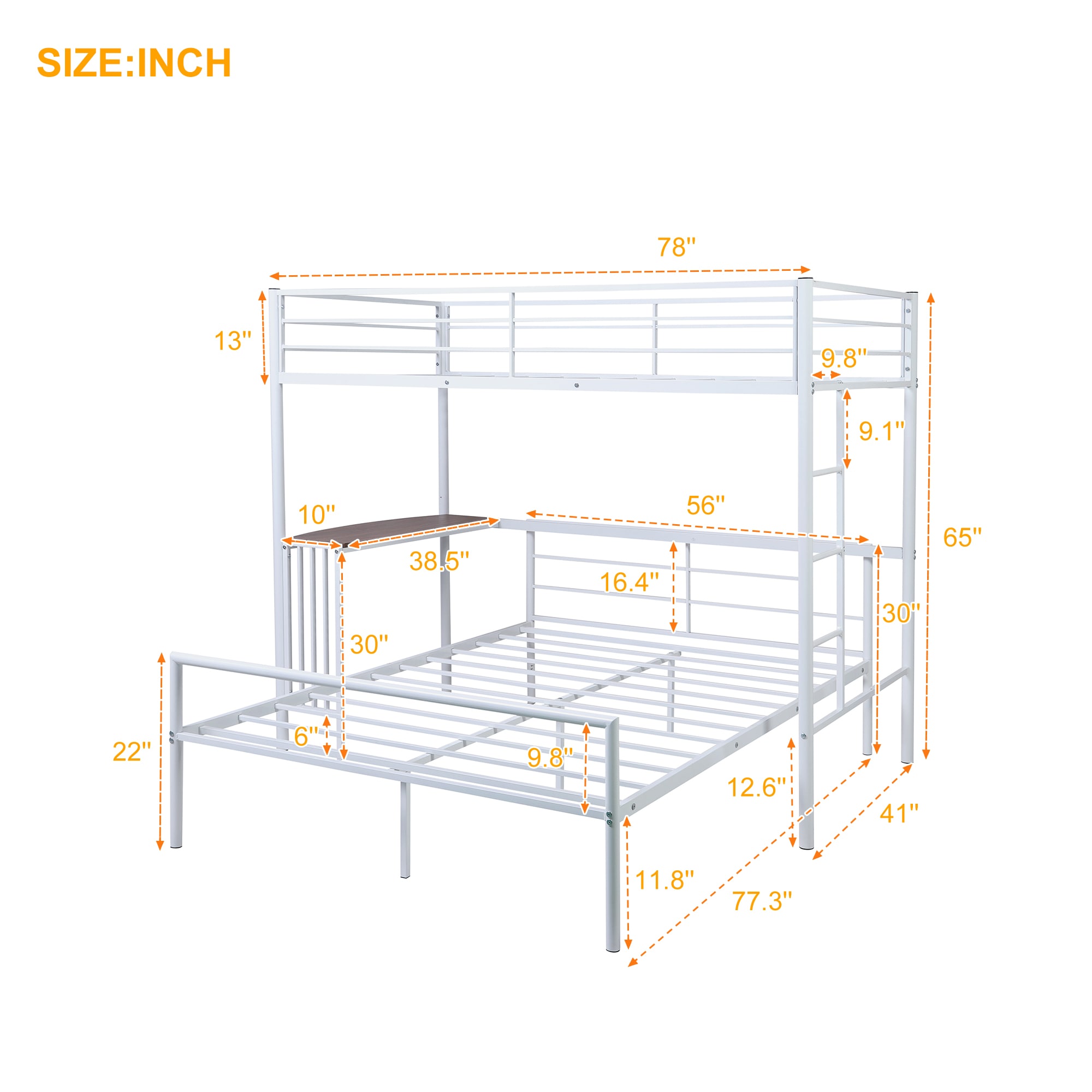 CASAINC Bunk bed White Twin Over Full Bunk Bed in the Bunk Beds ...