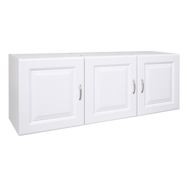 Estate 53 75 In W X 20 H Wood Composite White Wall Mount Utility Storage Cabinet The Cabinets Department At Com - Wall Unit Cabinets Storage