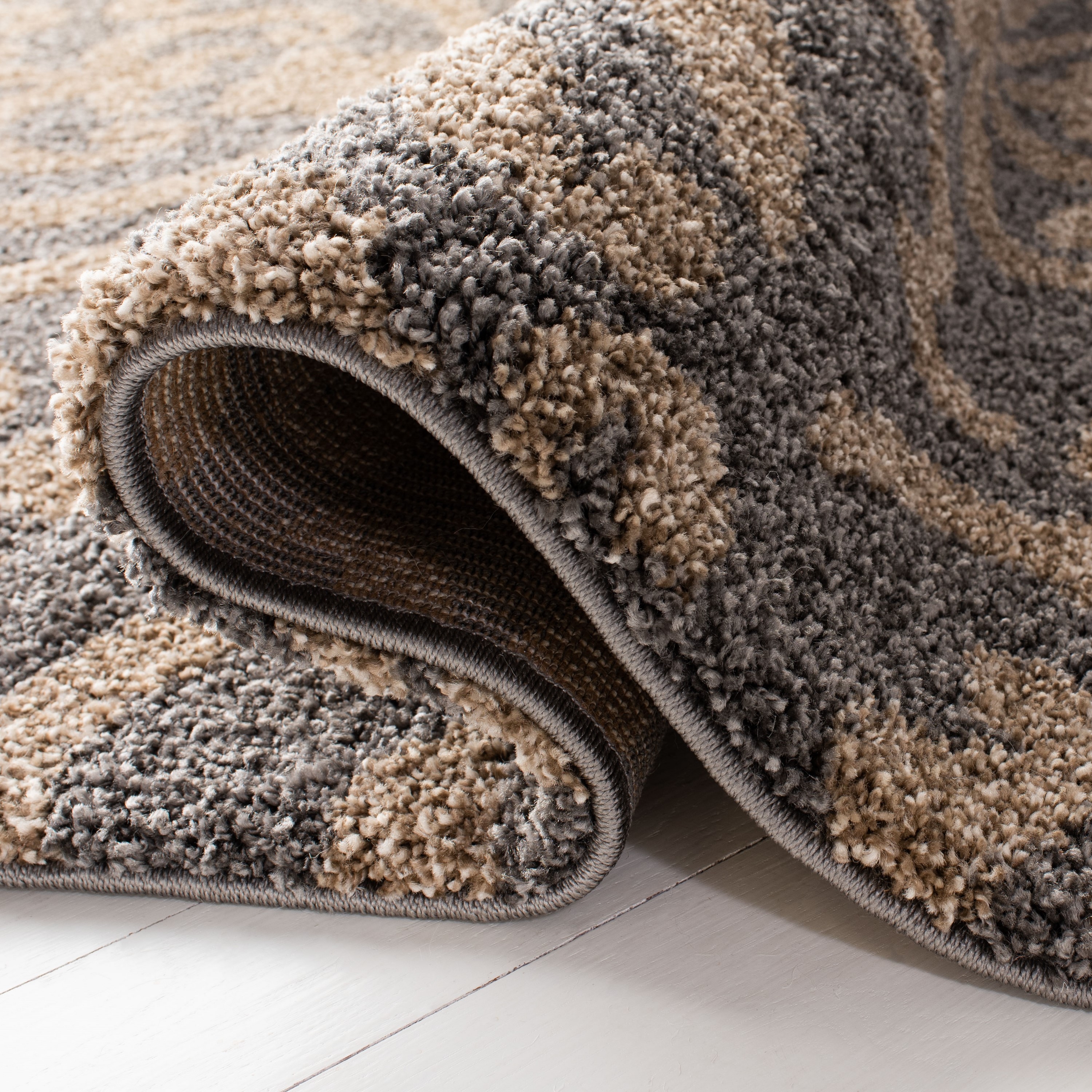 Gray and Beige 8' x 10' Shag Area Rug