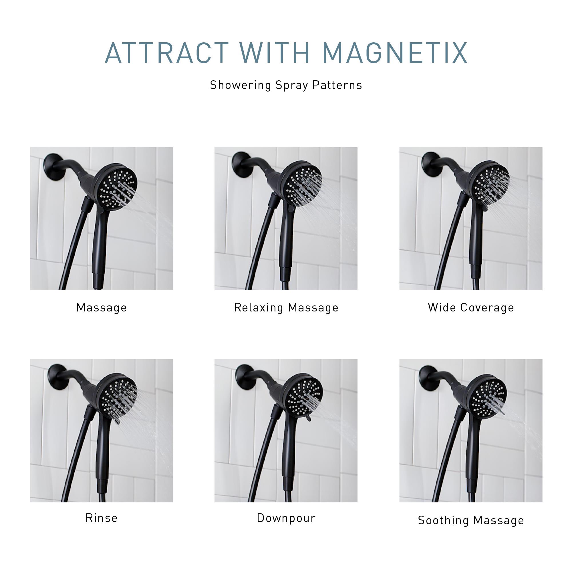 Matte Black Multi-Function Handheld Shower Head with Magnetic Docking