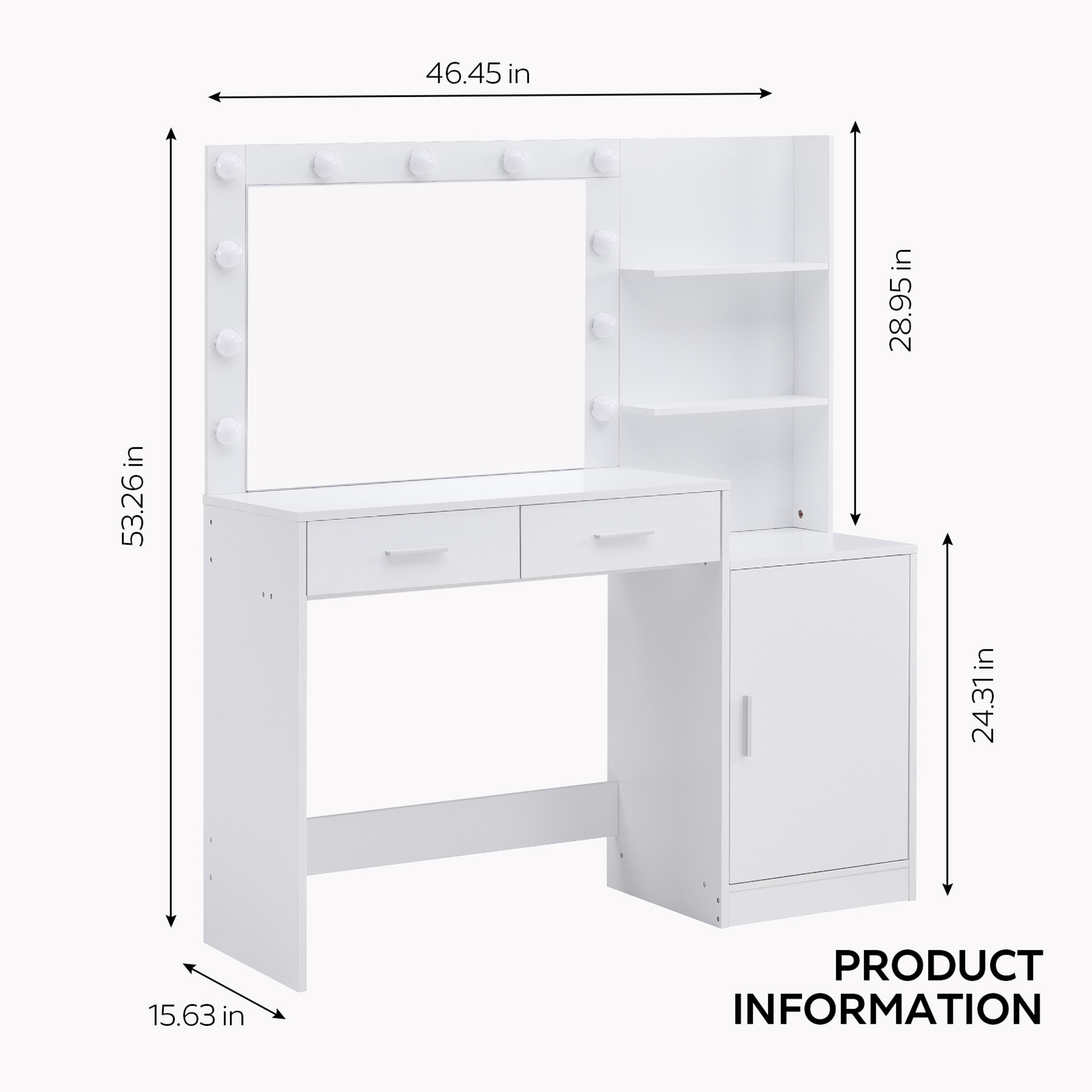 SINOFURN SYD250016WT Bedroom-Vanities - View #2