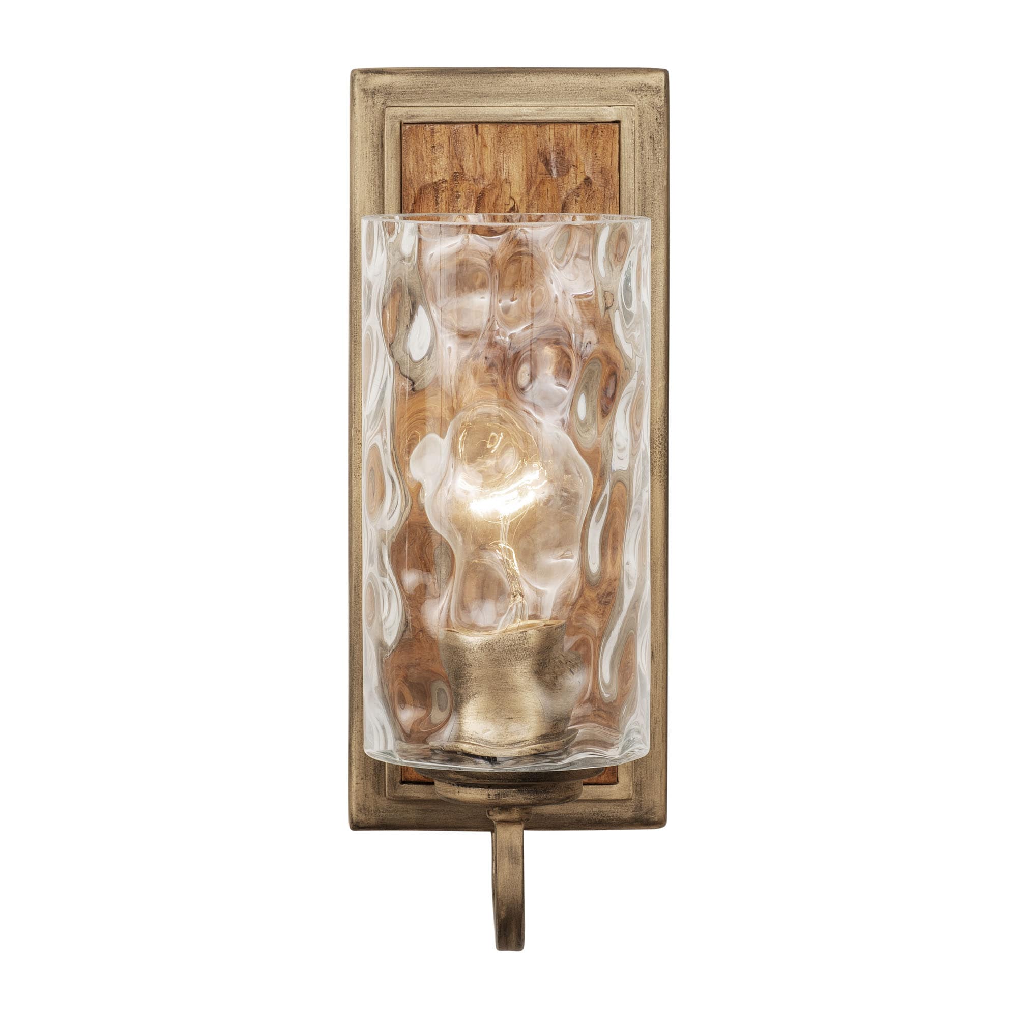 Havana Gold 12" Urban Rustic Dimmable Wall Sconce with Thumbprint Glass