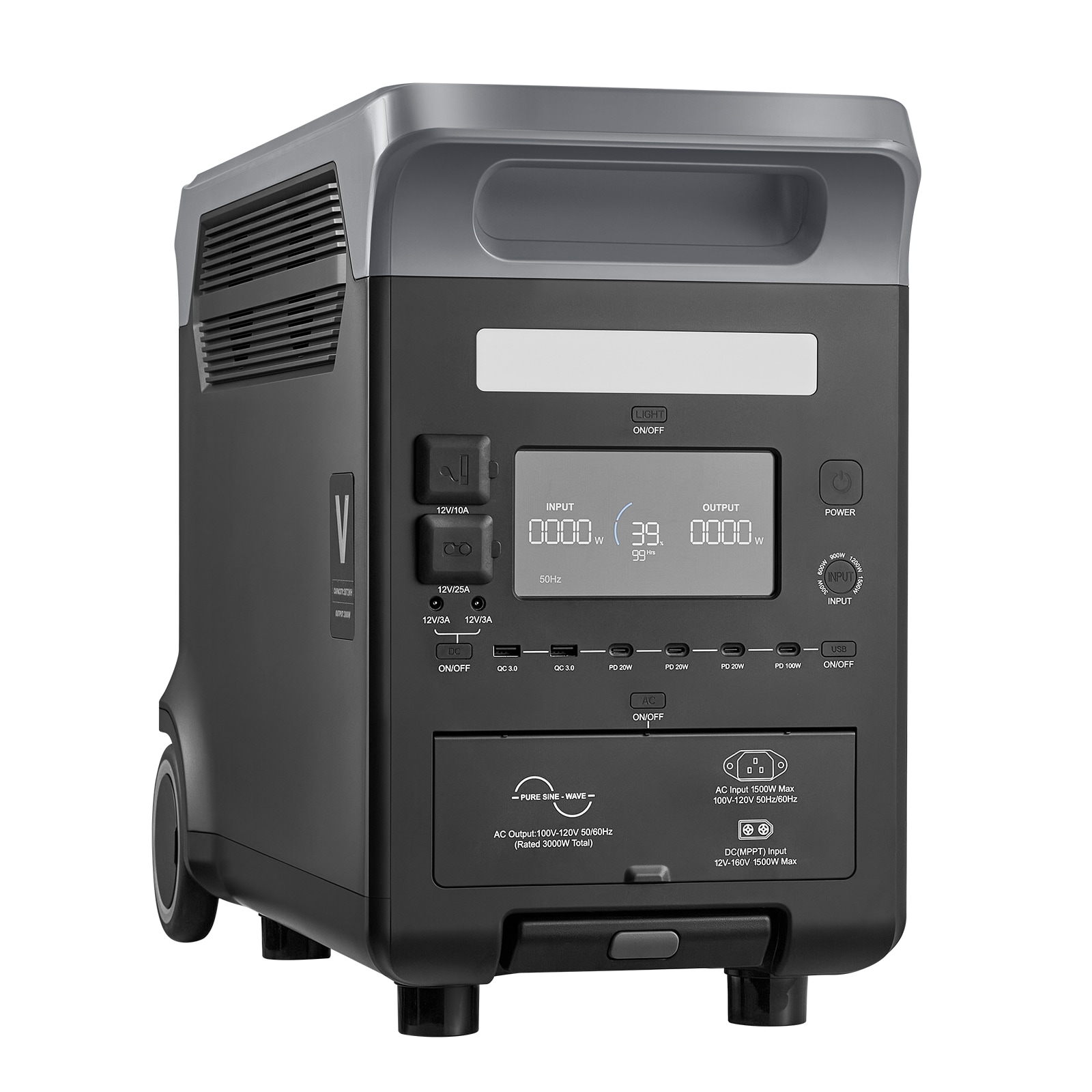 VEVOR Portable Power Station 3000W Solar Generator Power Station 3072Wh LiFePO4 Battery Backup with 15 Output Ports for for Home Emergency Outdoor Camping RV Travel (Solar Panel NOT Included) #SCDXCNDYWTYN17651V1