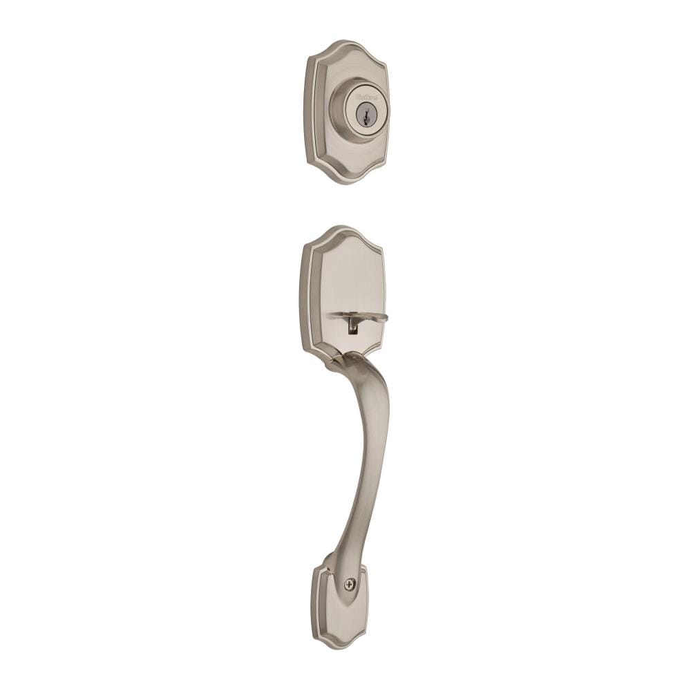 Kwikset 687BWLIP-15.DS Satin Nickel Single-Cylinder Deadbolt Entry door exterior handle with
