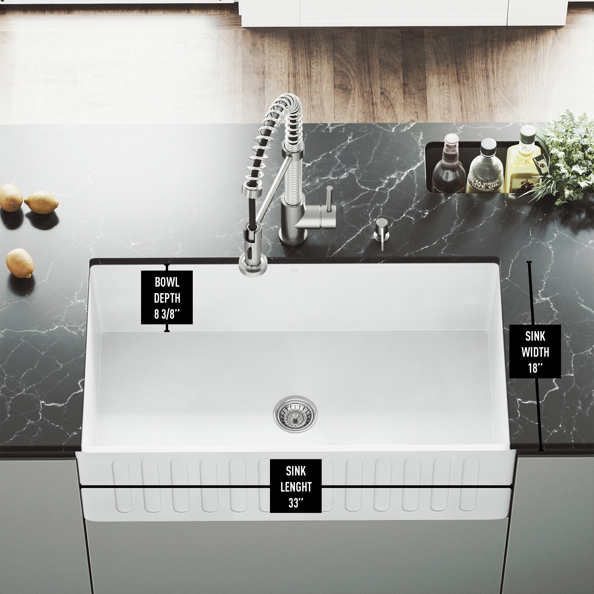 VIGO VGRA3318CS Kitchen-Sinks - View #7