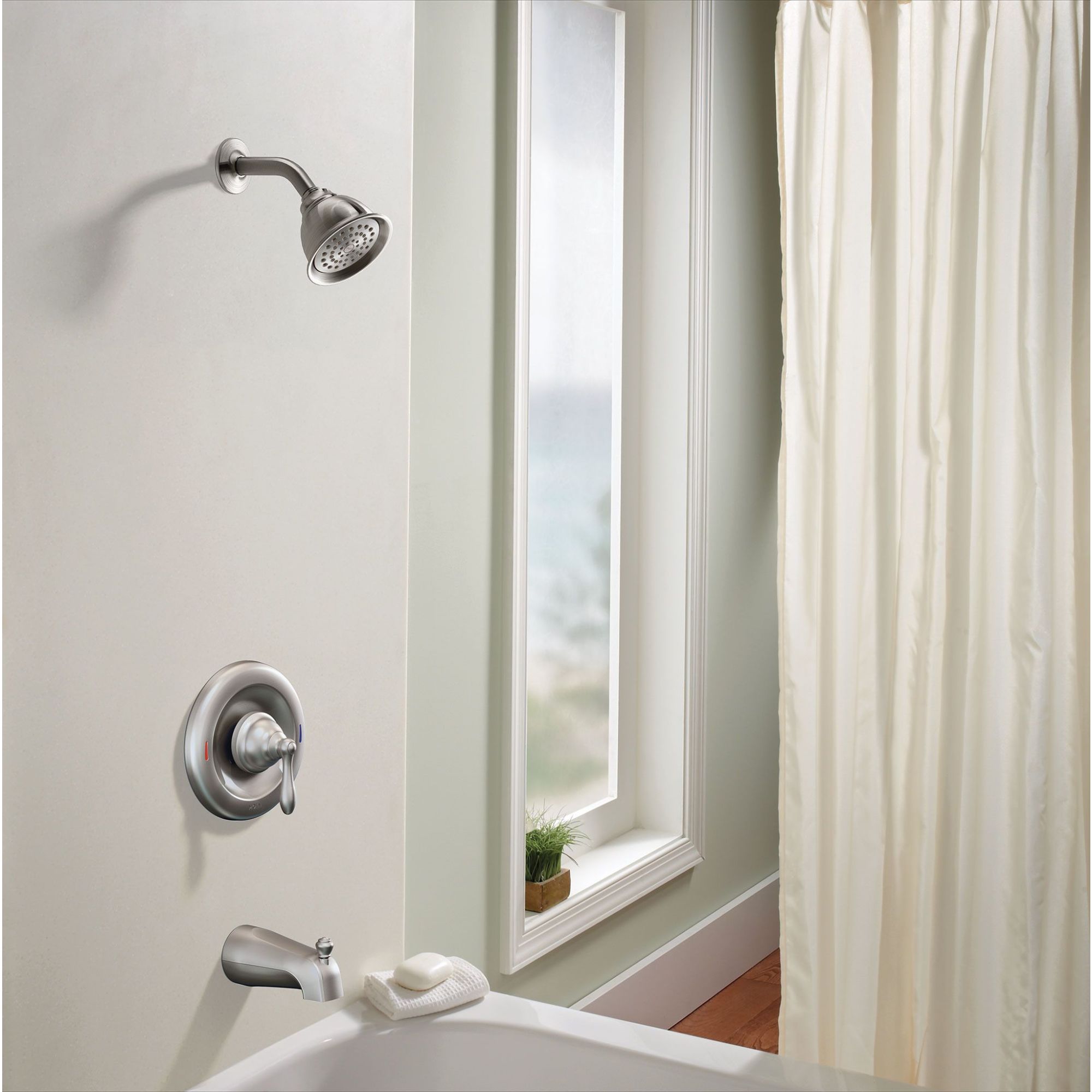 Moen Caldwell Spot Resist Brushed Nickel 1-handle Single Function Round ...