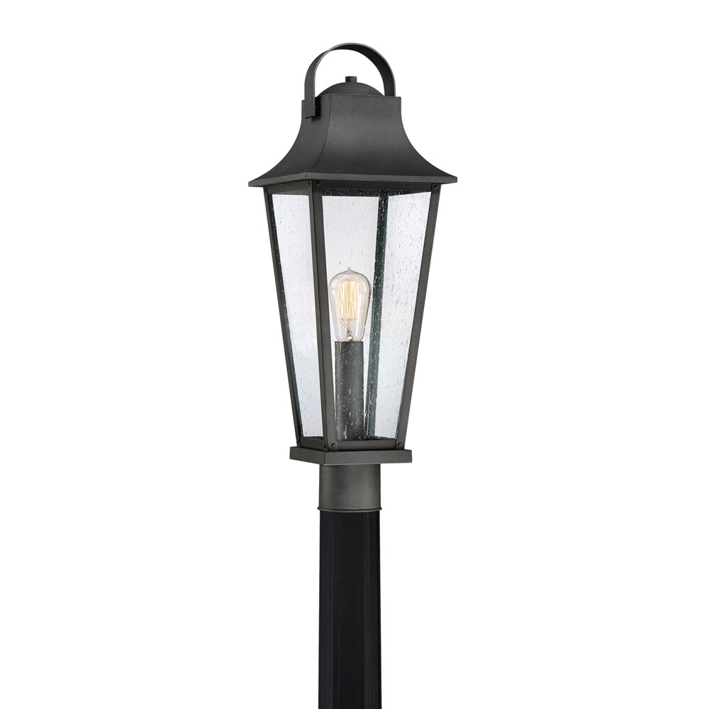 Quoizel Galveston Mottled Black Traditional Seeded Glass Lantern Pendant Light