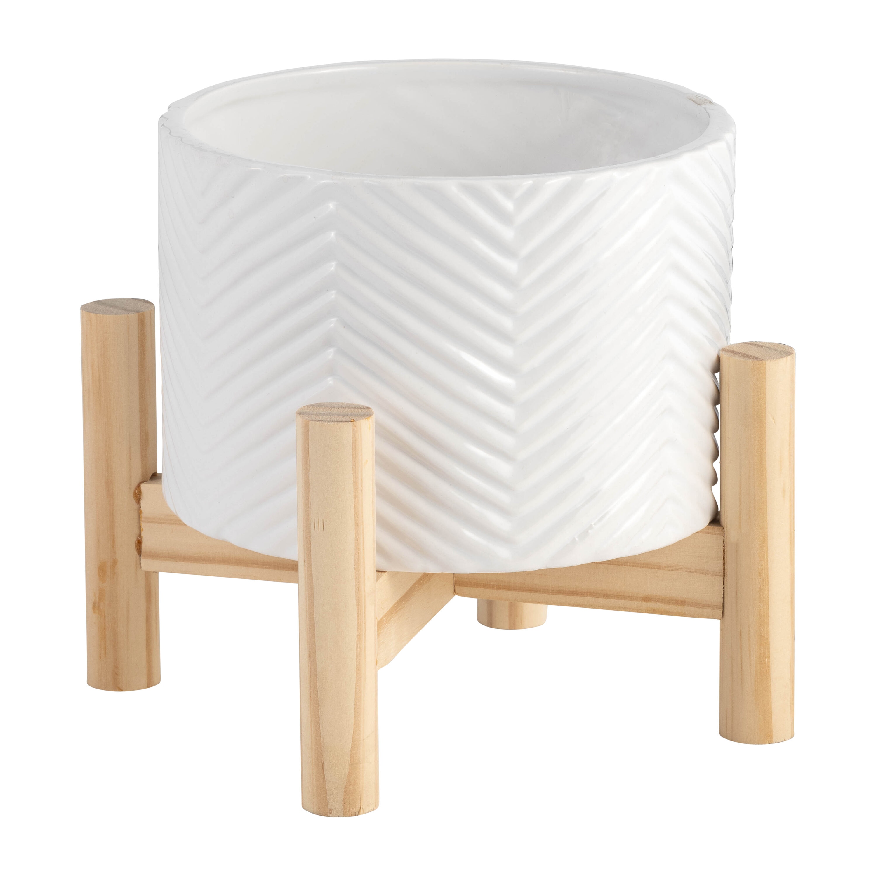 Siavonce XH06845 6.0-in W x 6-in H x 6-in D White Ceramic Indoor/Outdoor Planter