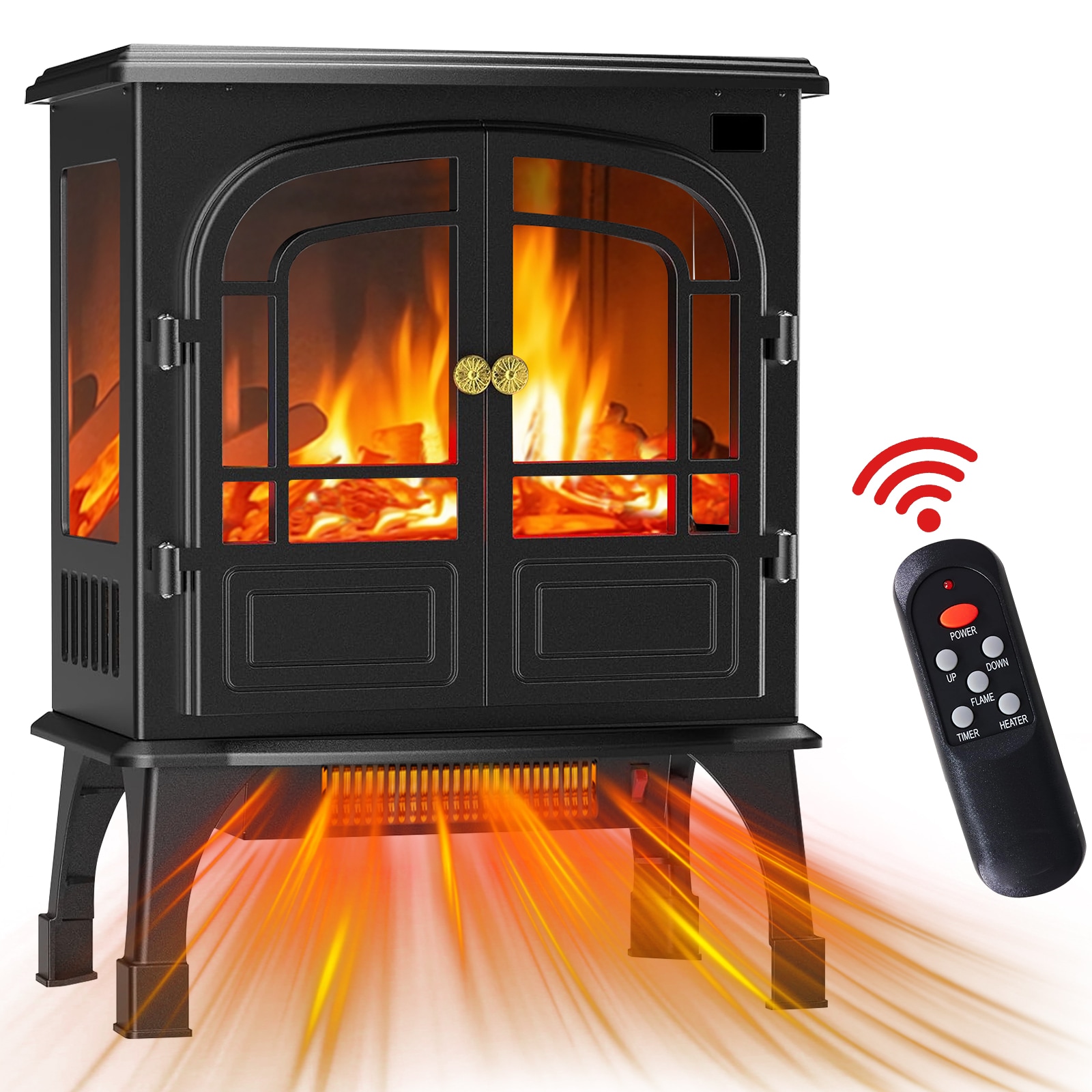 Haysky 20.2-in W Black Free standing Fan-forced Corner or Flat Wall Electric Fireplace with Remote Control Included
