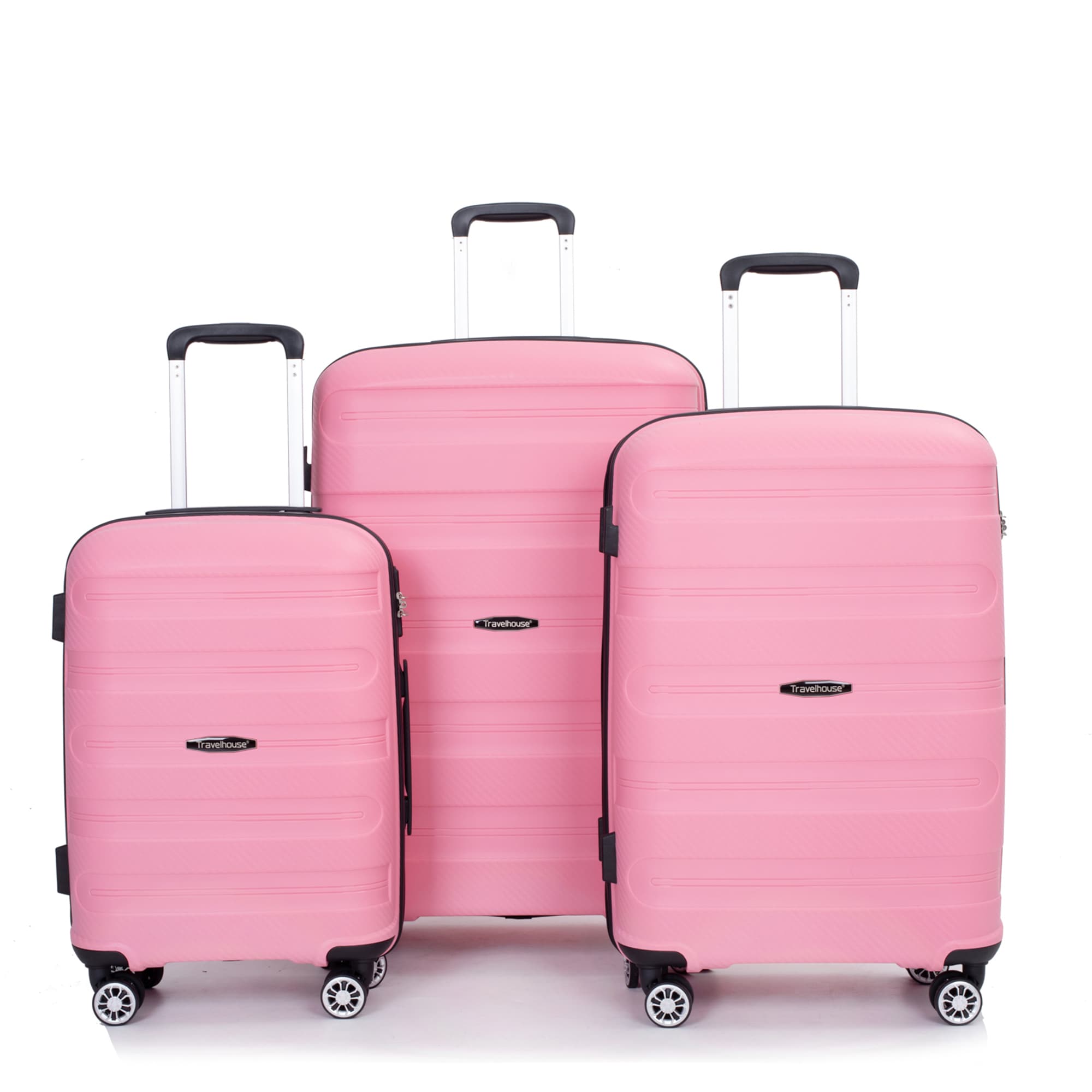 SINOFURN SYD9400012PK 19.3x11.4x29.5 Pink Plastic Hardshell Suitcase set 3 -Bag