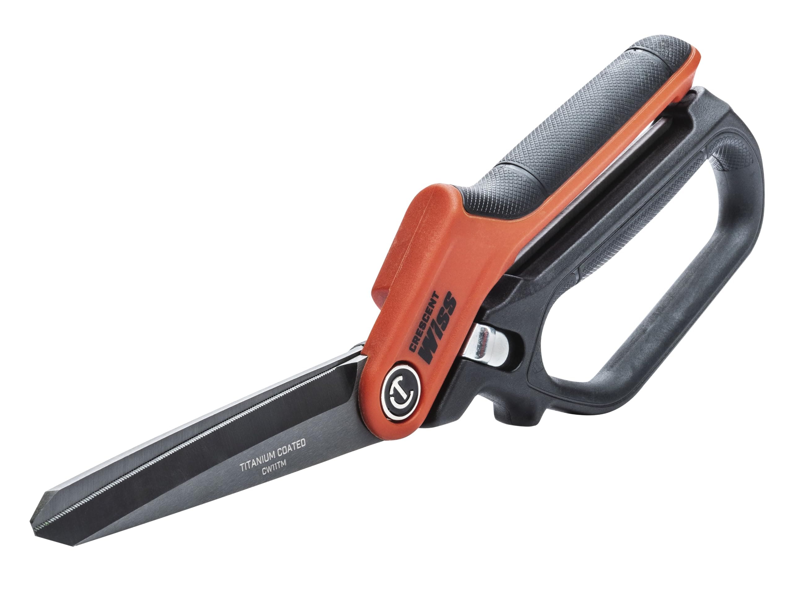 Wiss Crescent 11 Heavy-Duty Titanium Coated Single Ring Tradesman Shears - Industrial Utility Shears/Scissors for Cutting Leather Wire Cardboard - CW11TM #CW11TM