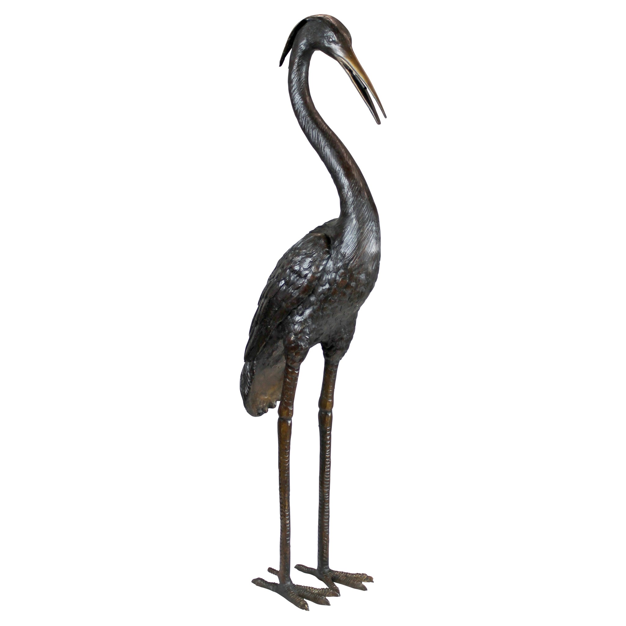 Design Toscano KW194802 38.5-in H x 7-in W Bronze Heron Garden Statue