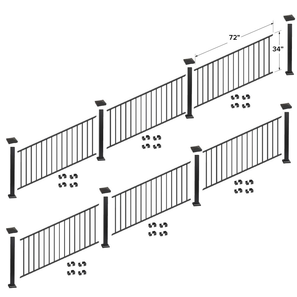 Fortress Building Products 36-ft x 34-in Black Sand Aluminum Deck Rail ...