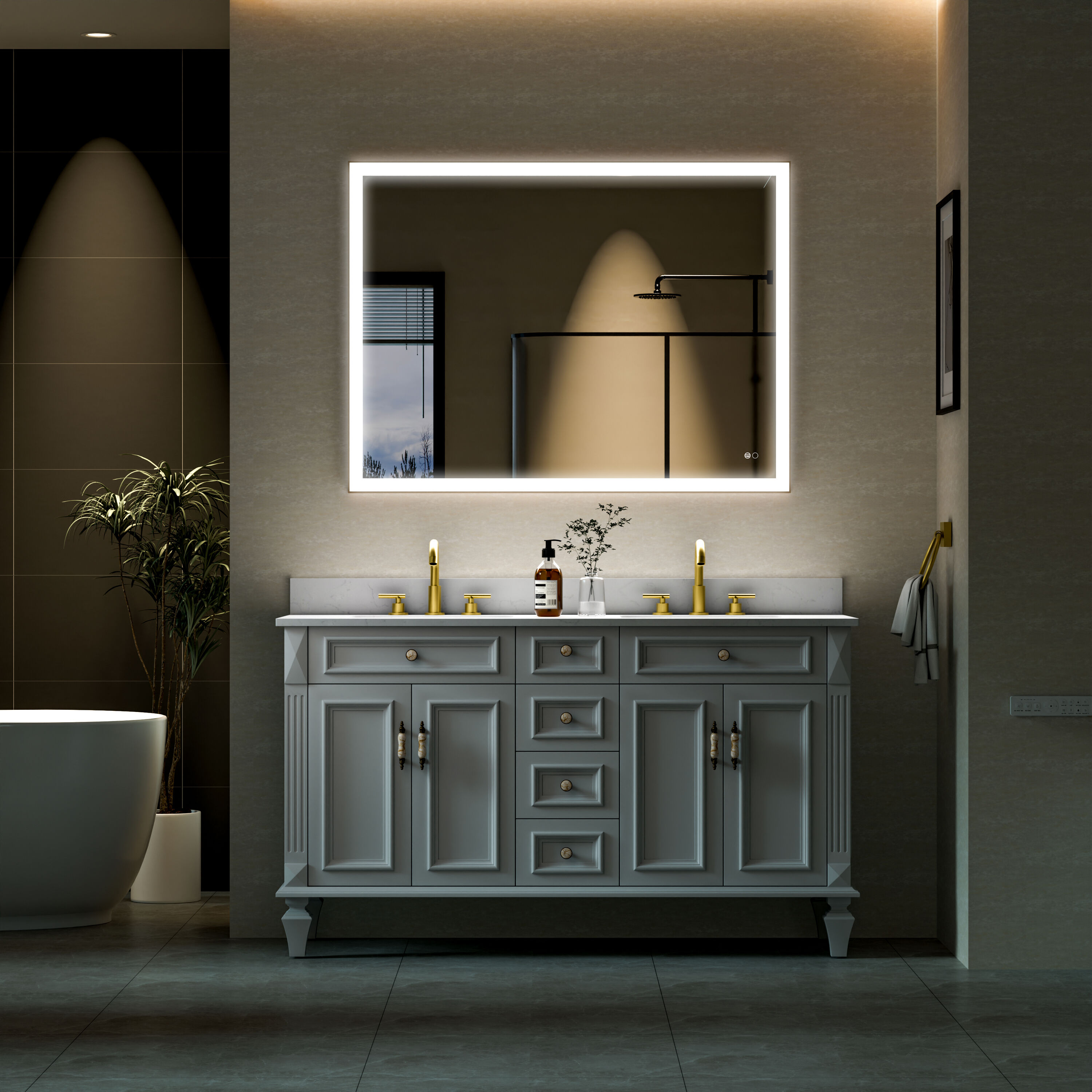 WELLFOR W5FM4836GD Framed-Bath-Mirrors - View #2