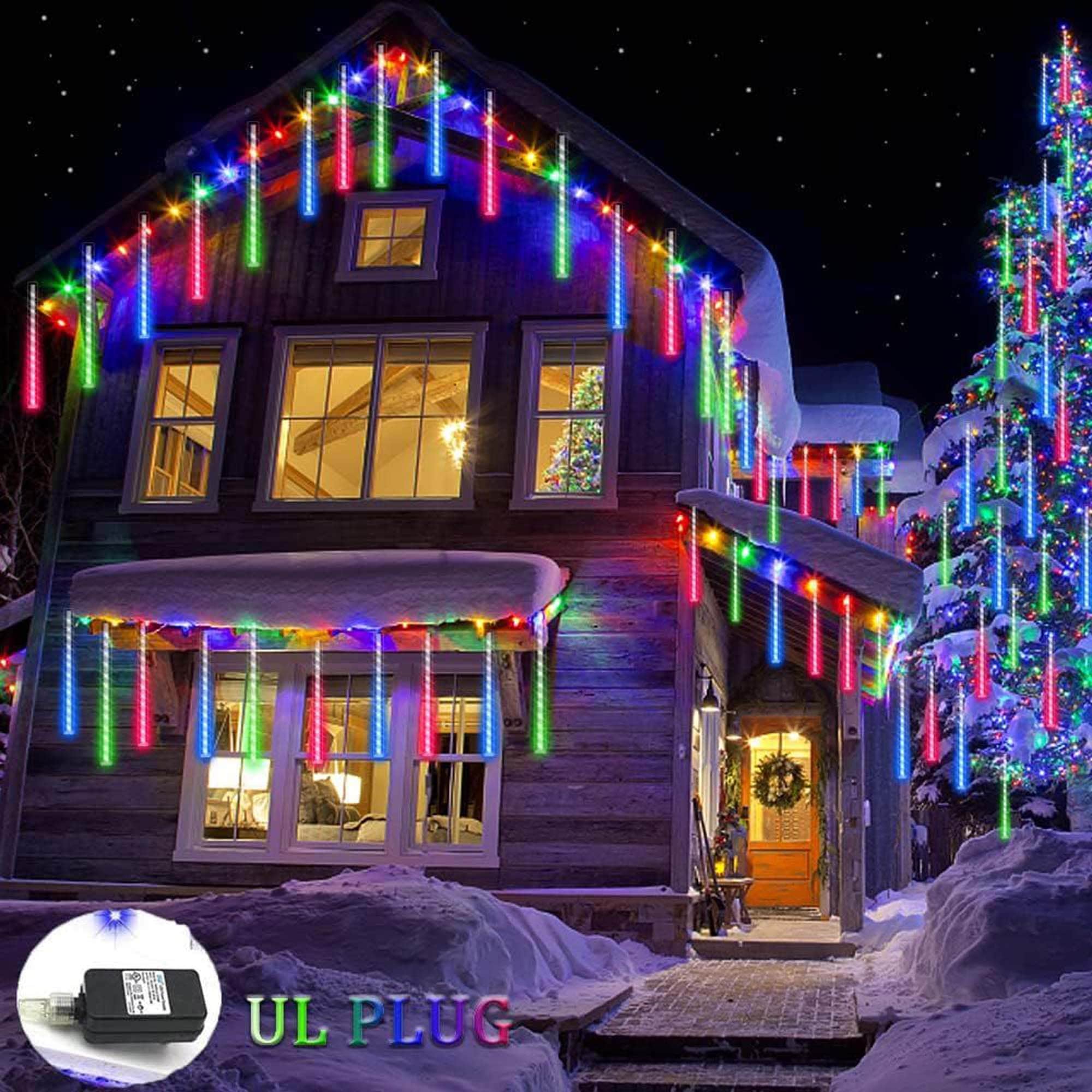 Multicolor 32 Tubes LED Meteor Shower Lights Falling Rain String Lights ...