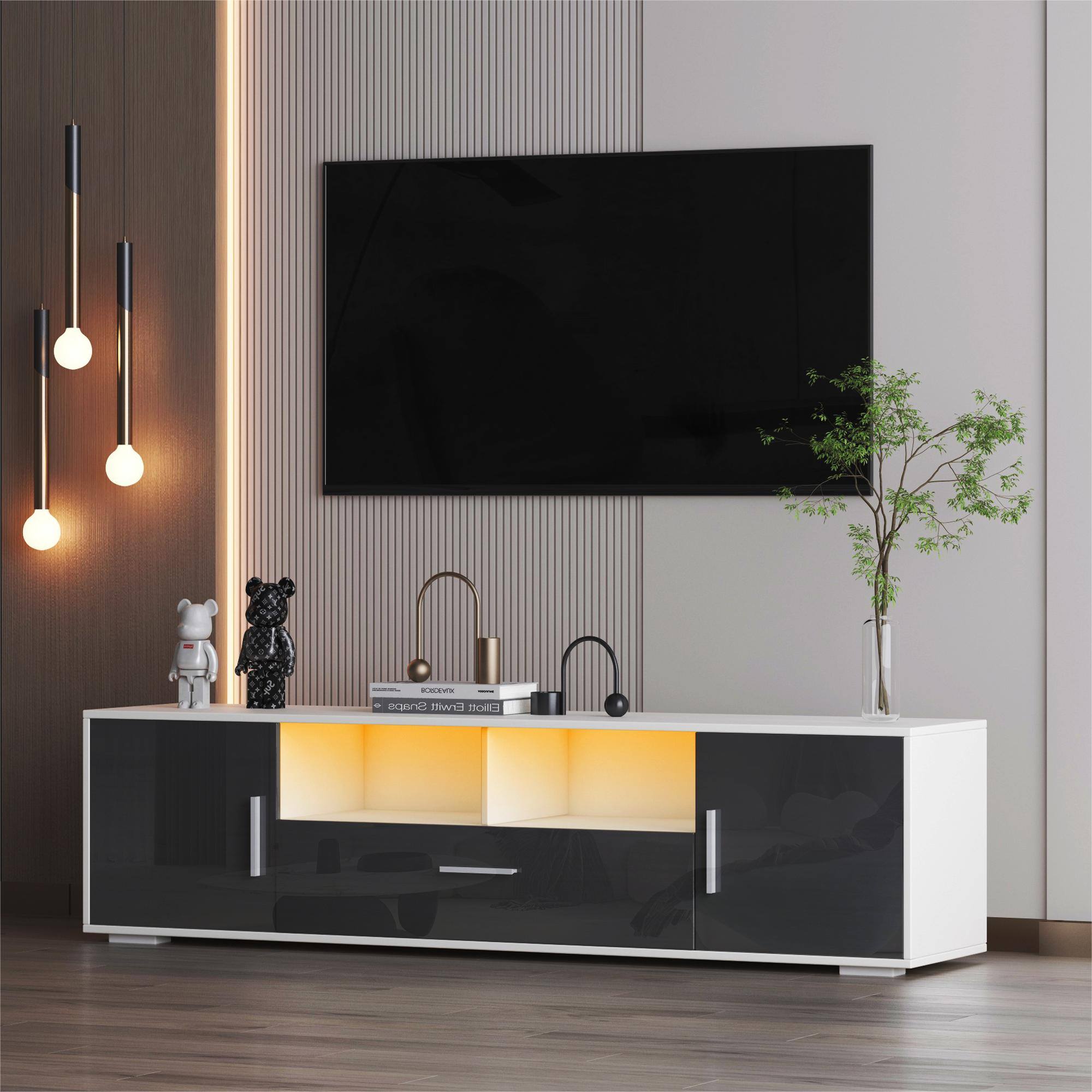 Yiekholo Modern/Contemporary White Tv Cabinet (Accommodates TVs up to 55-in)