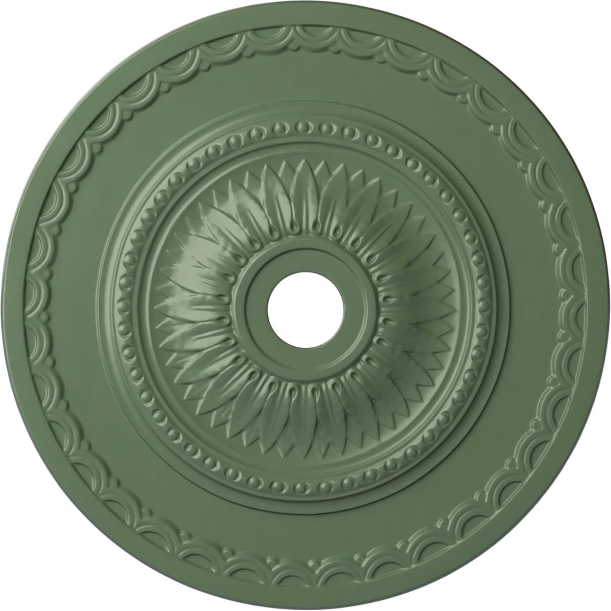 Ekena Millwork CM29SFAGF Sunflower 29.5-in W x 29.5-in L Painted Athenian Green Polyurethane Whole Ceiling Medallion