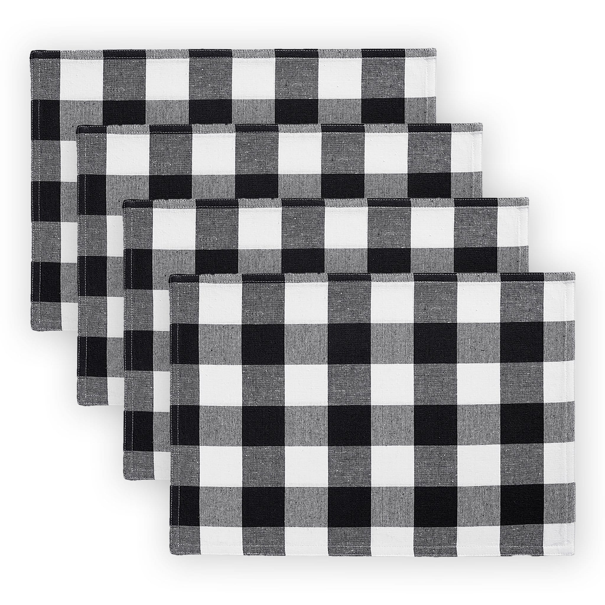 Elrene Home Fashions 026865113624 Farmhouse Living Buffalo Check 13"x19" 4 -Pack Black/White Cotton Rectangle Placemats