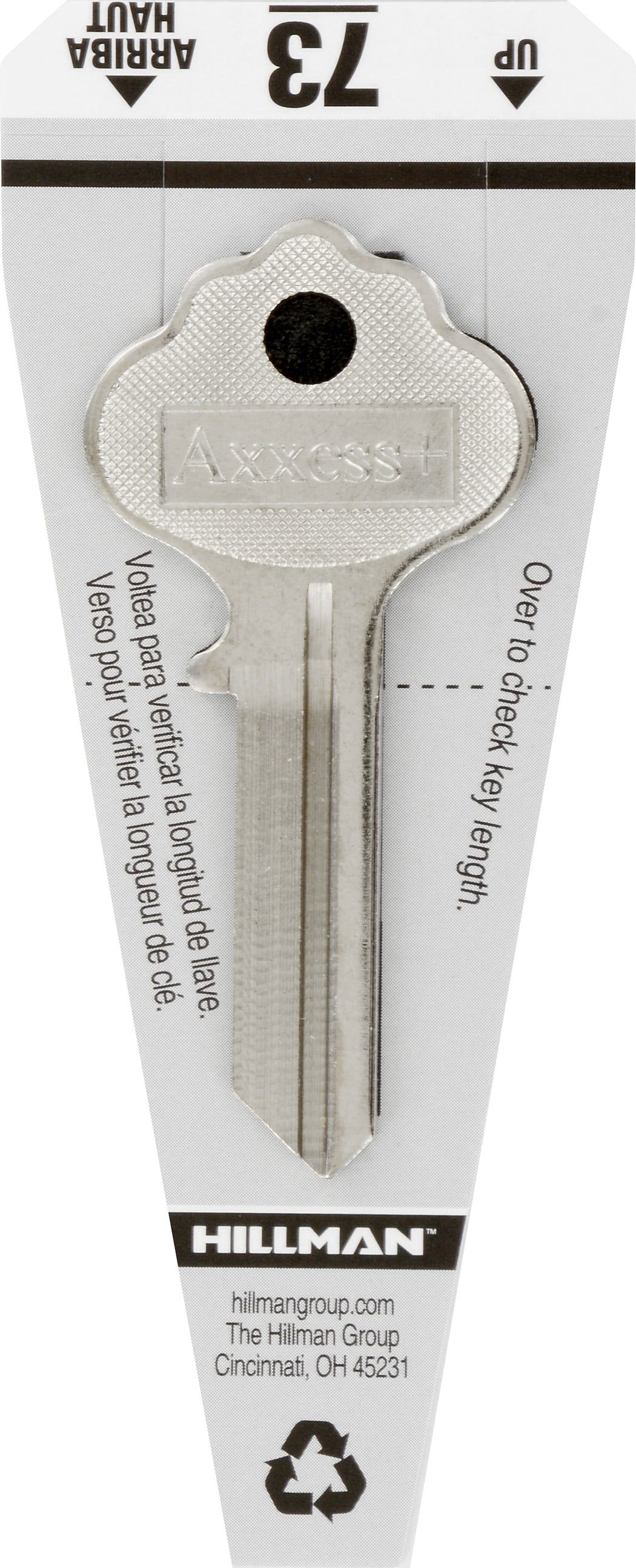 Hillman 88551 Nickel Plated #73 Brass Padlock Key Blank