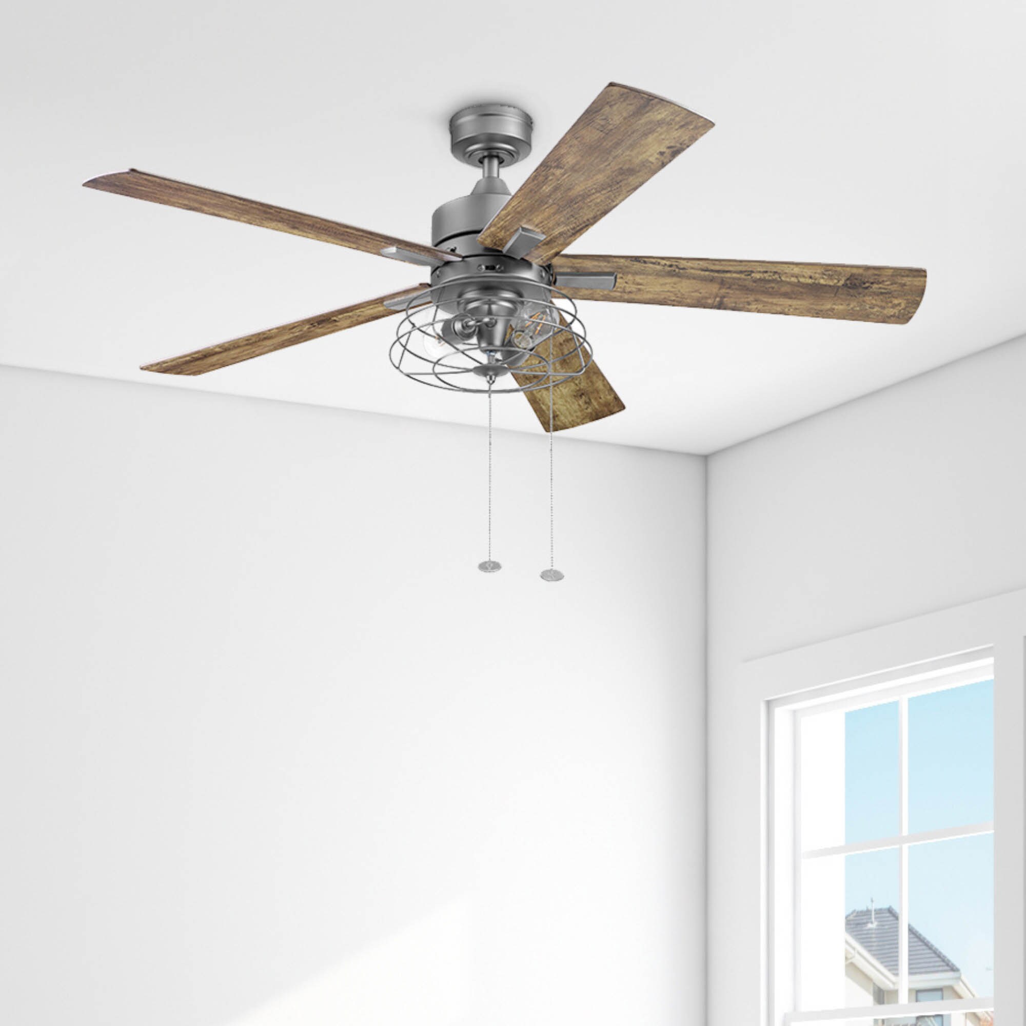 Marshall 52" Pewter Industrial Ceiling Fan with LED Light