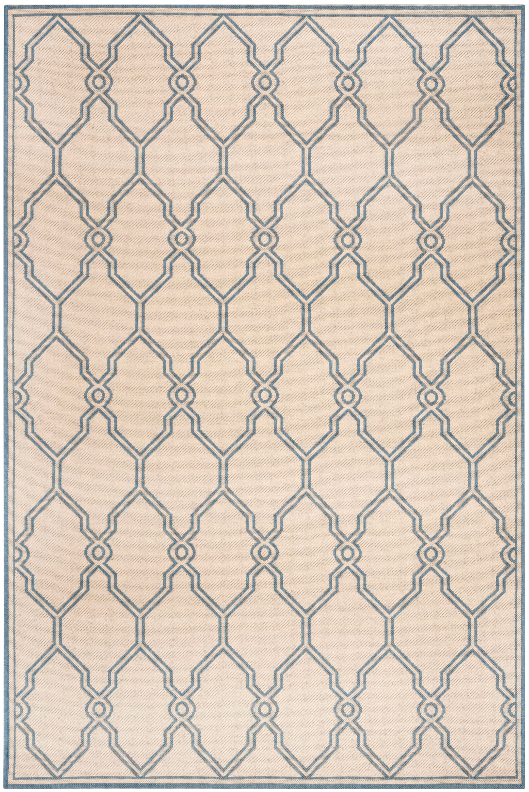 Safavieh LND124N-5 Linden Marieka 5 x 8 (ft) Loomed Polypropylene Cream/Blue Rectangular Indoor Trellis Bohemian/Eclectic Area rug