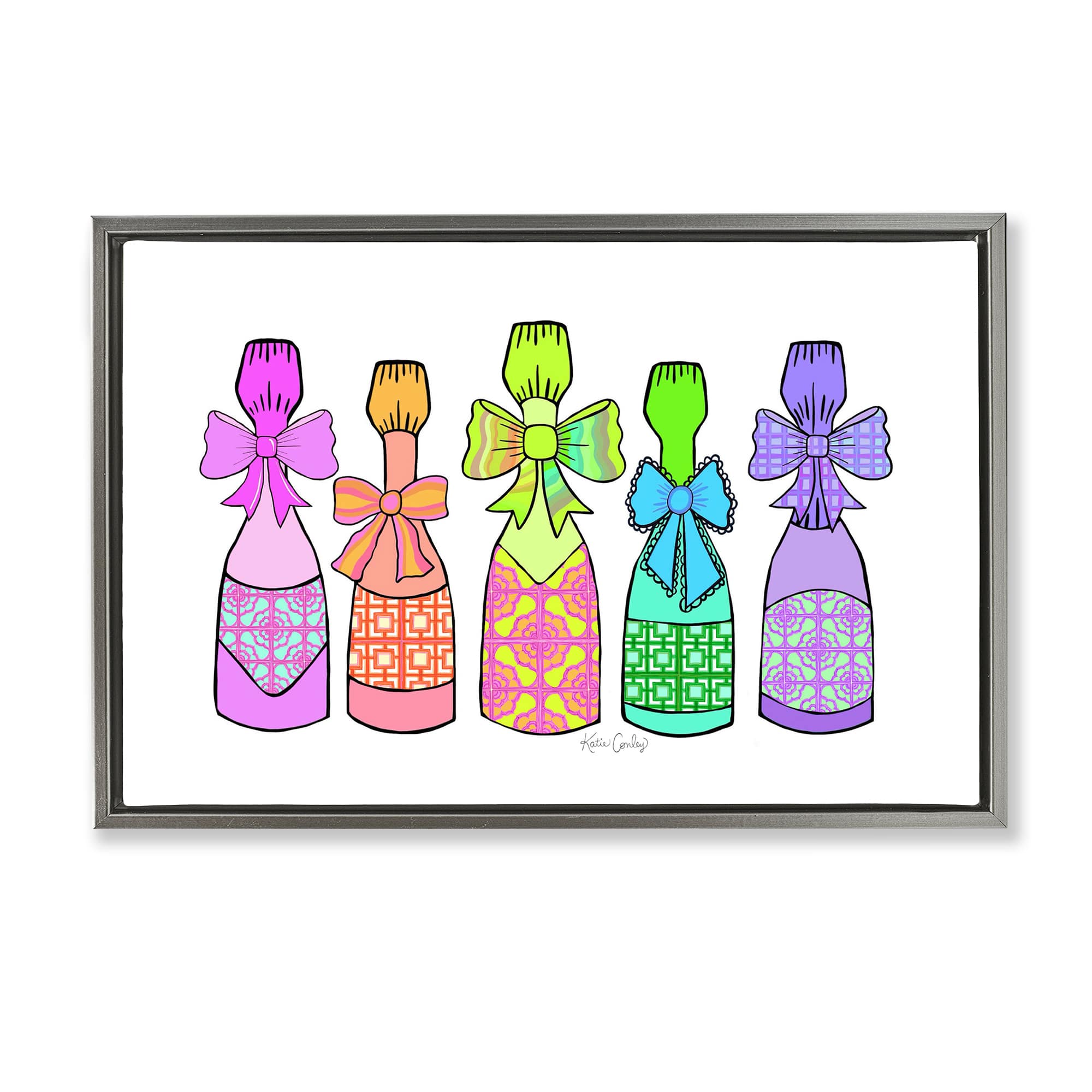 Stupell Industries BS-746-FFL-16X24 Patterned Drink Bottles Floating Frame design by Katie Conley