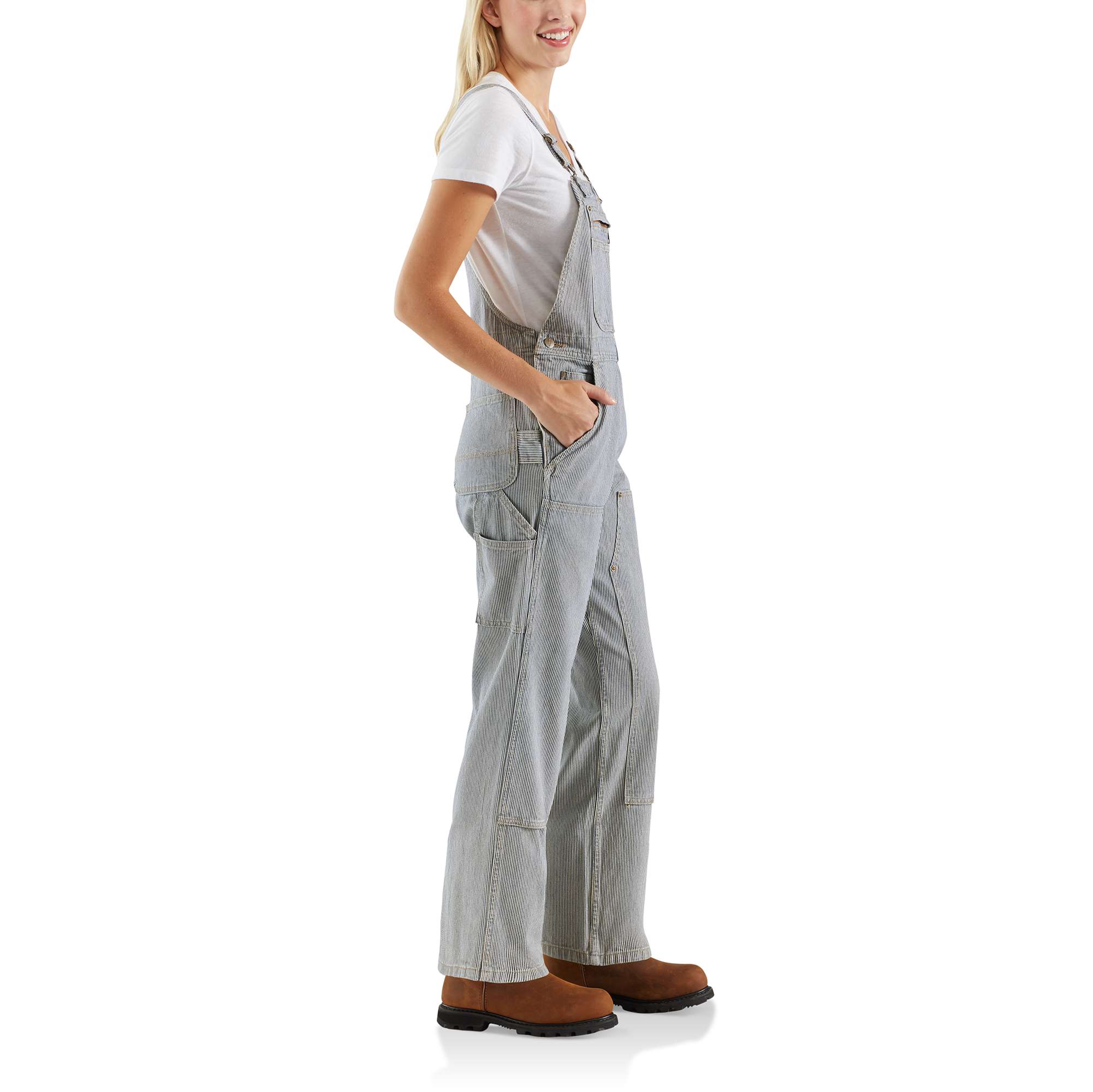 Carhartt Women's Stripe Sleeveless Twill Overall (Medium) in the