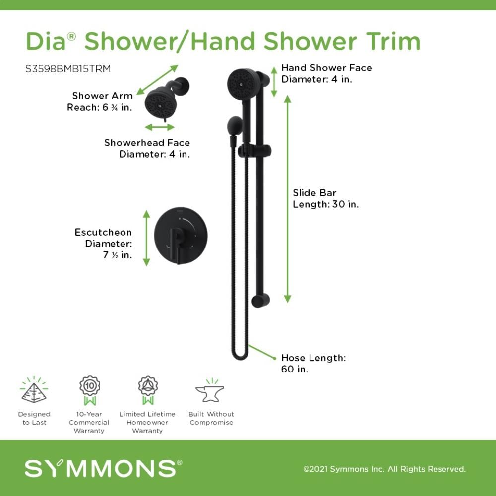 Symmons S3598BMB15TRM Showerhead-Bar-Panels - View #2